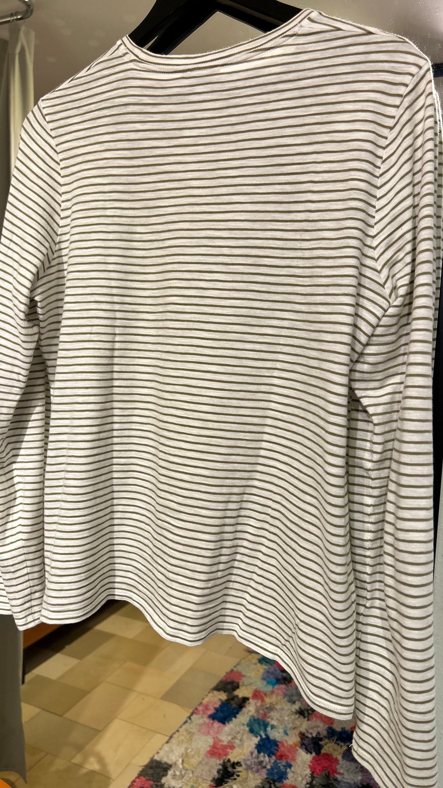 CLOSED Longsleeve oliv-weiß Stripes / M