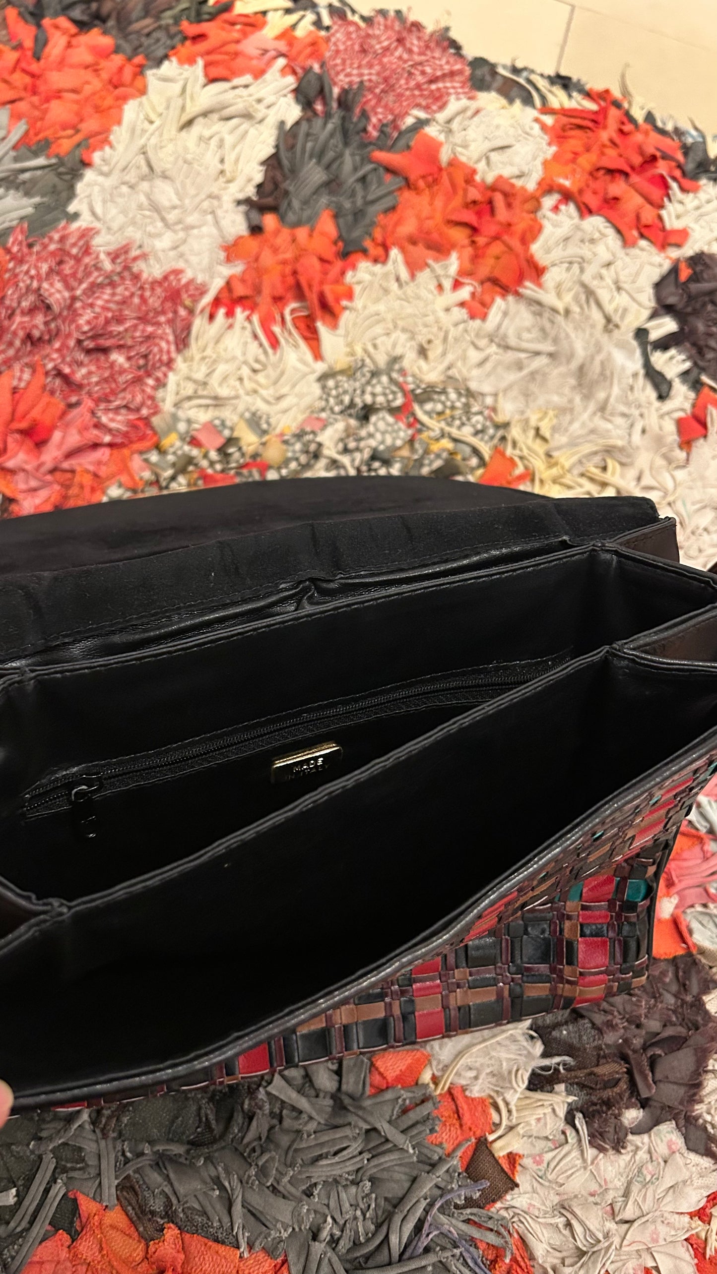 VINTAGE Schultertasche geflochten multicolor