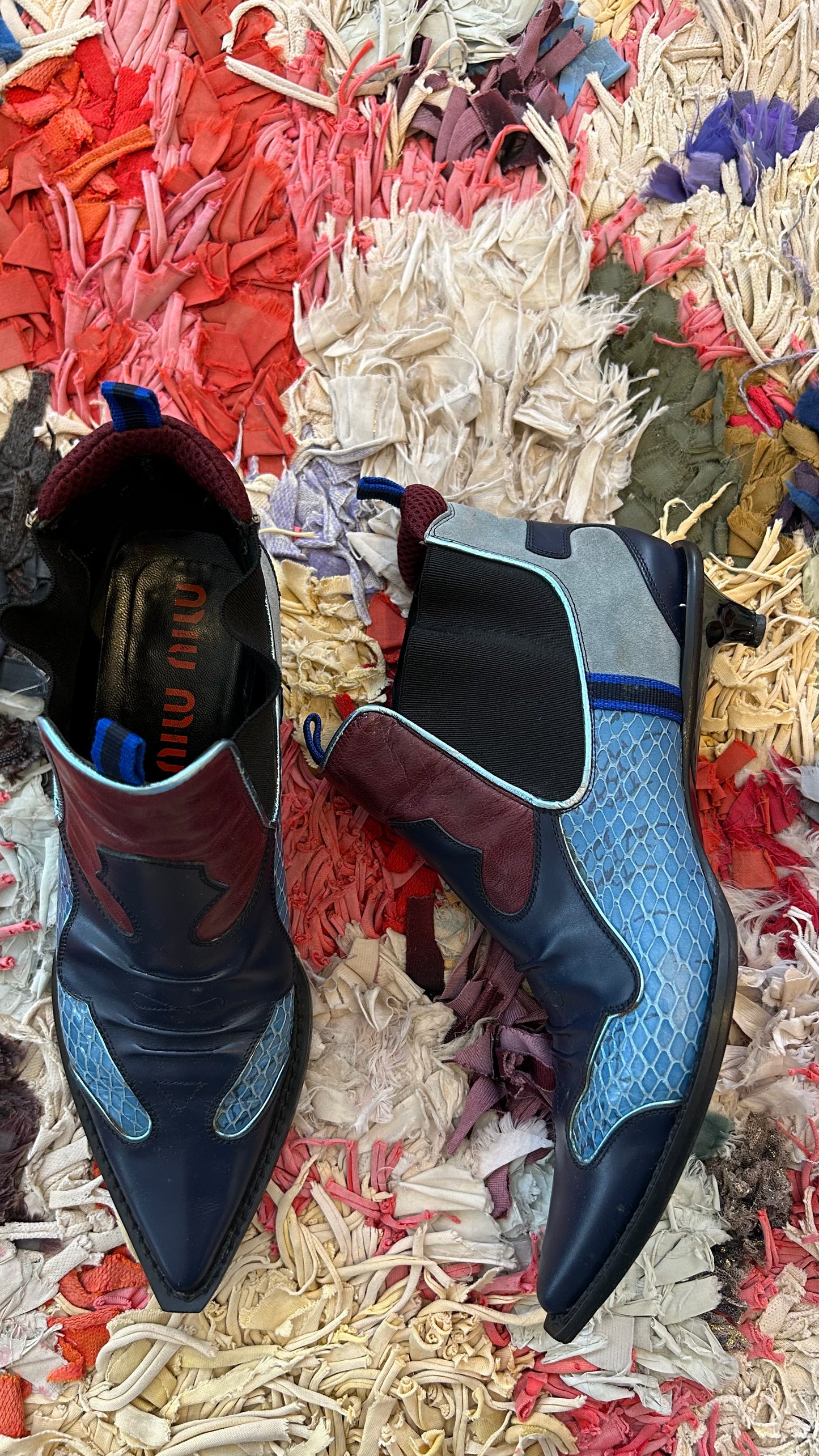 MIU MIU Cowboyboots 38 blau/bordeaux