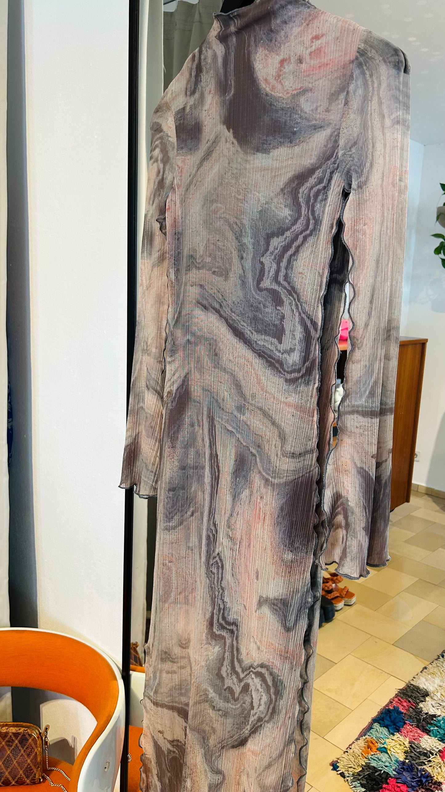 ANTHROPOLOGIE Maxikleid beige/rosa/braun