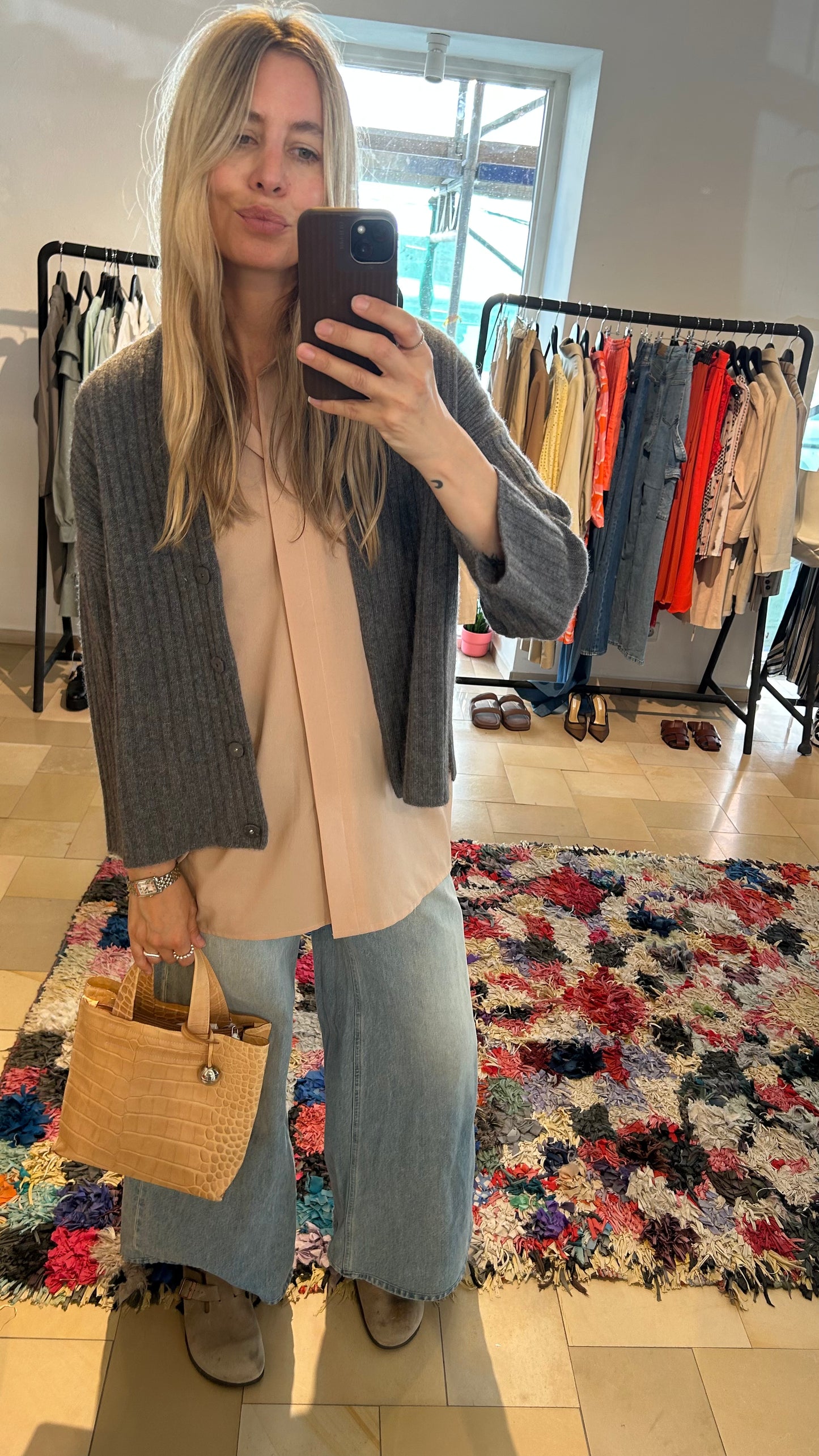 REPEAT Kaschmir Strickjacke grau