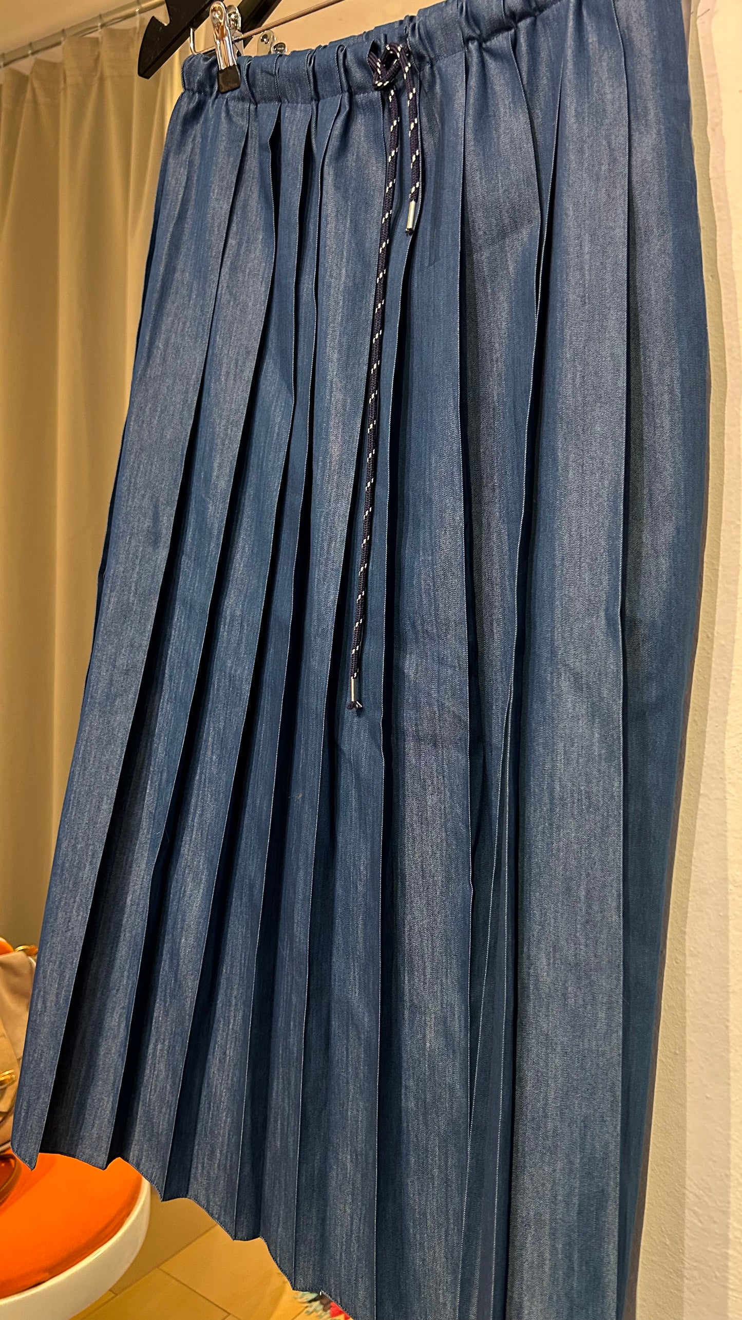 MADE IN ITALY Plisseerock Midi denim blue / onesize