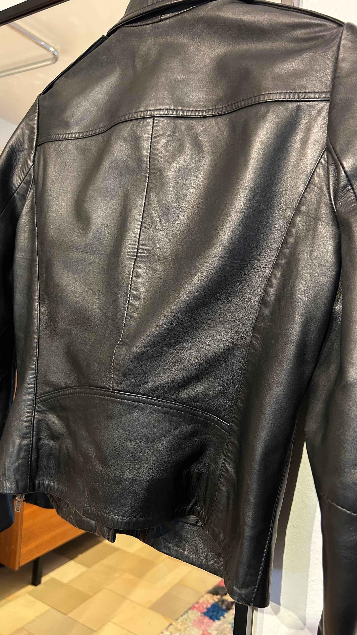 SANDRO Lederjacke blk / S