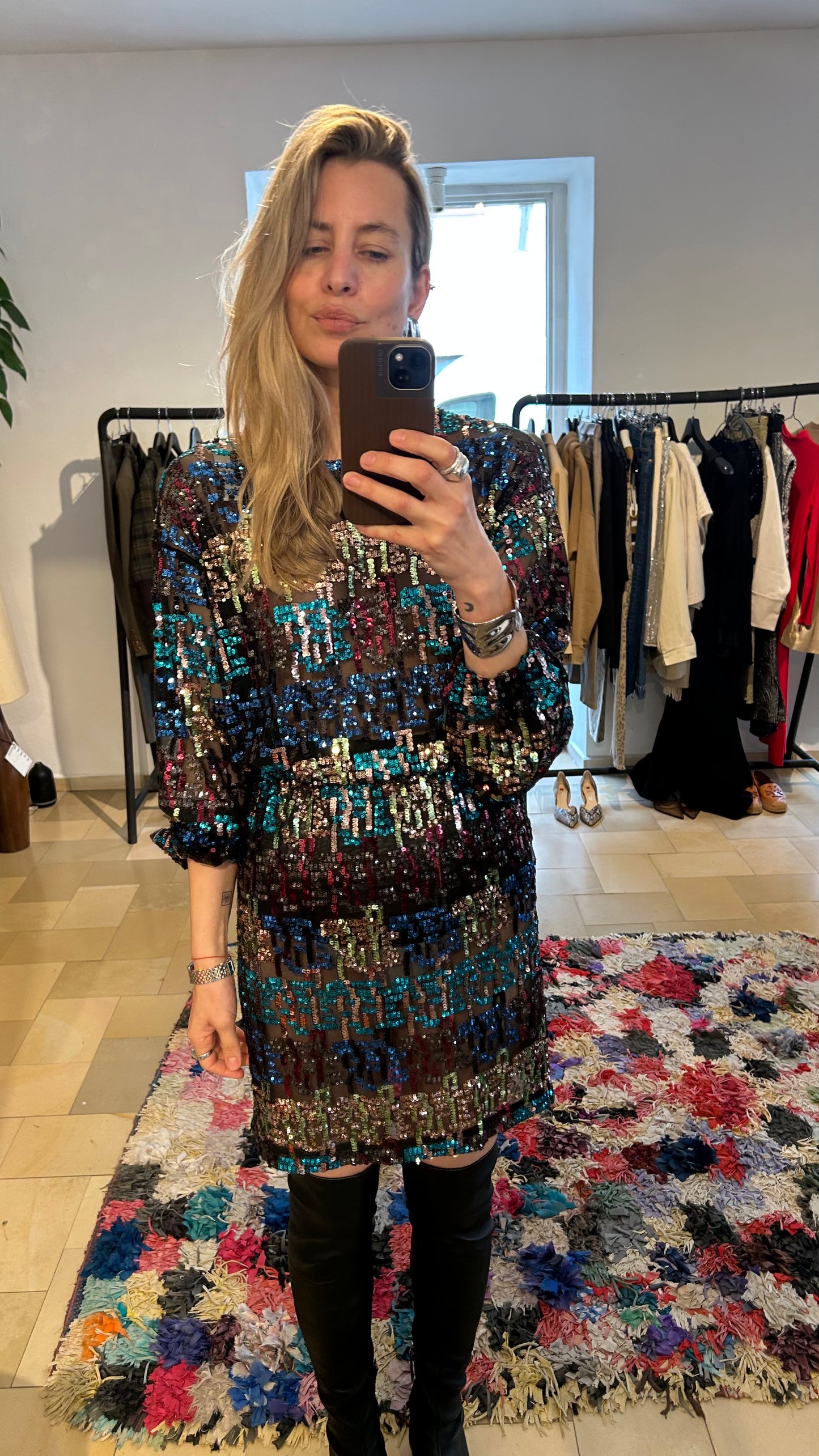ZARA Paillettenkleid multicolor / M