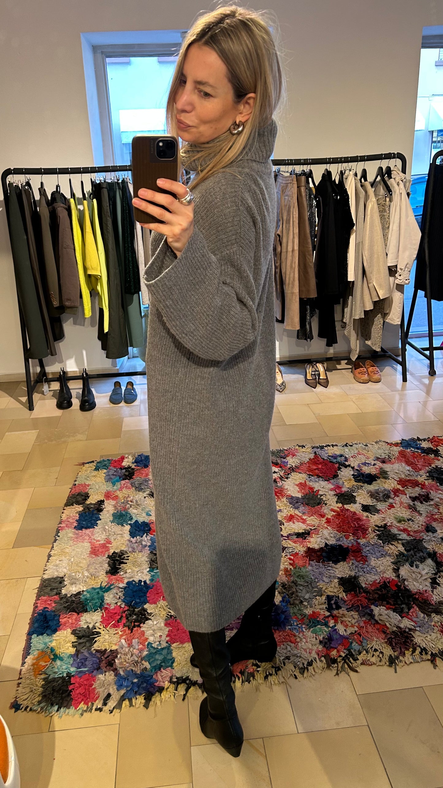 SELECTED FEMME Maxistrickkleid grau / S