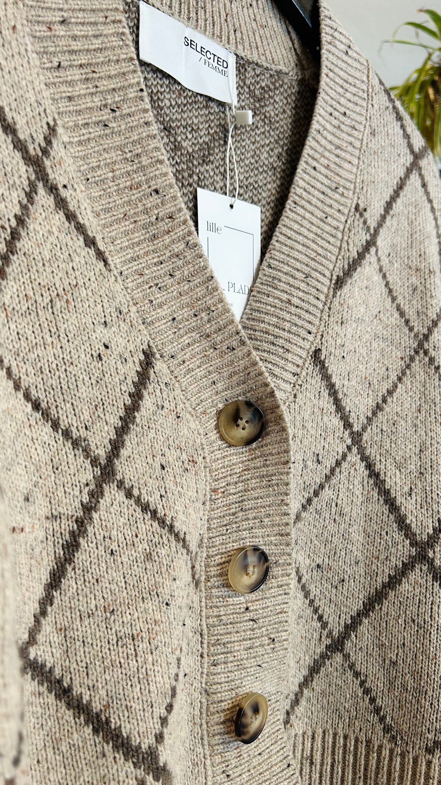 SELECTED FEMME Cardigan braun/beige Karo
