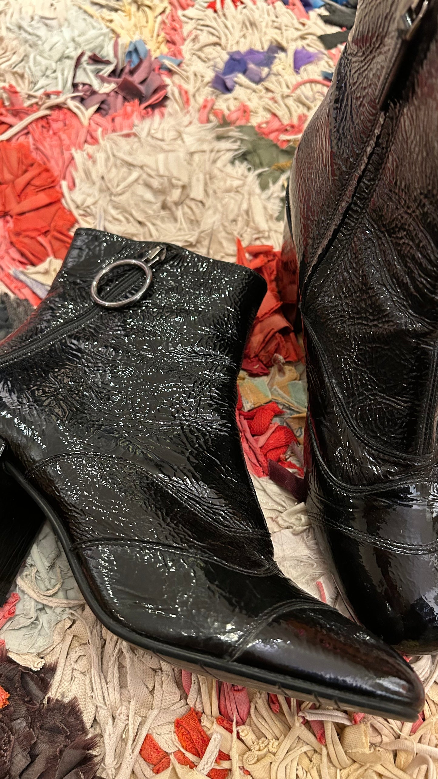 JD Stiefeletten schwarz Lack / 39