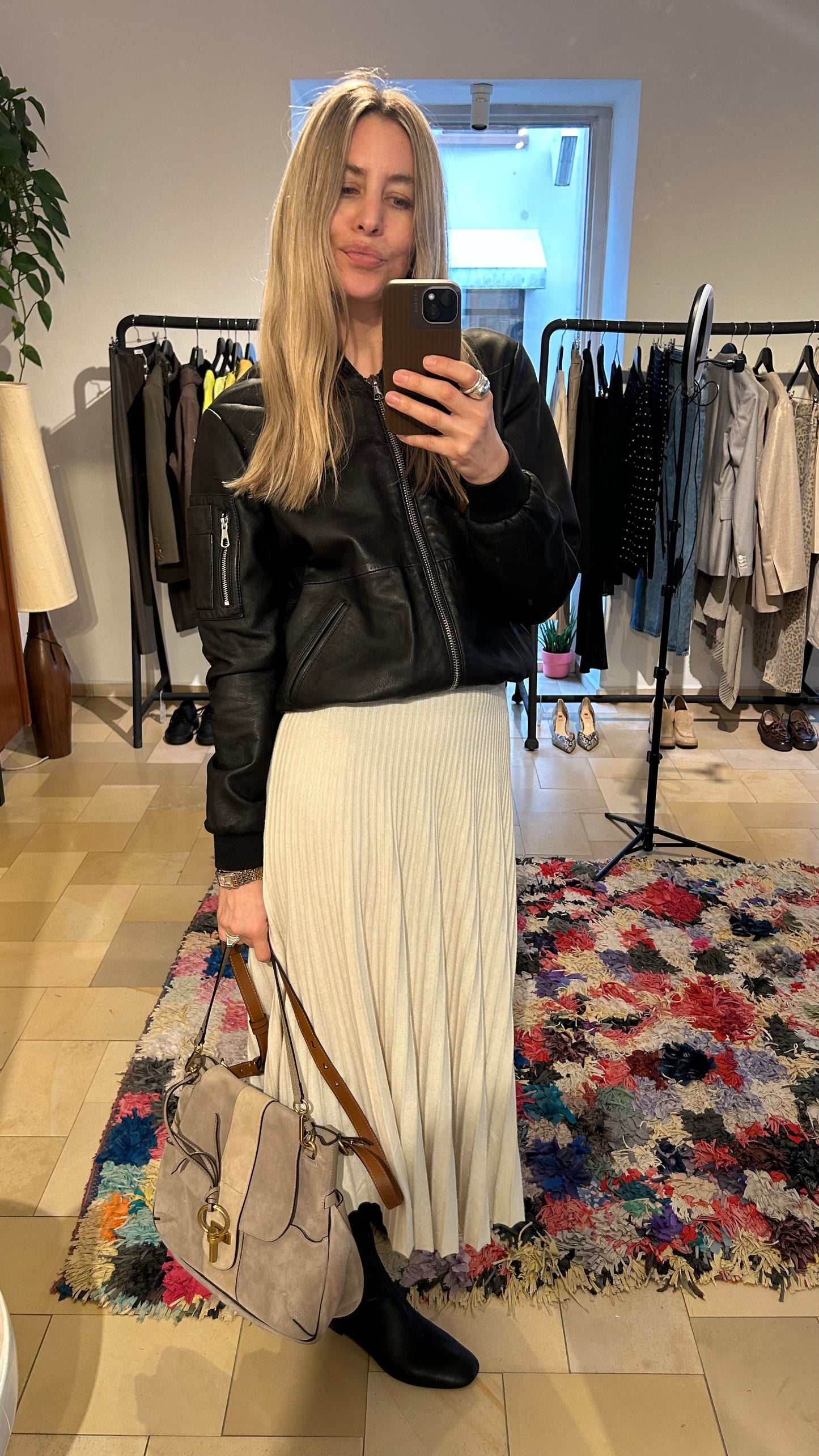 Midirock Plissee creme / M