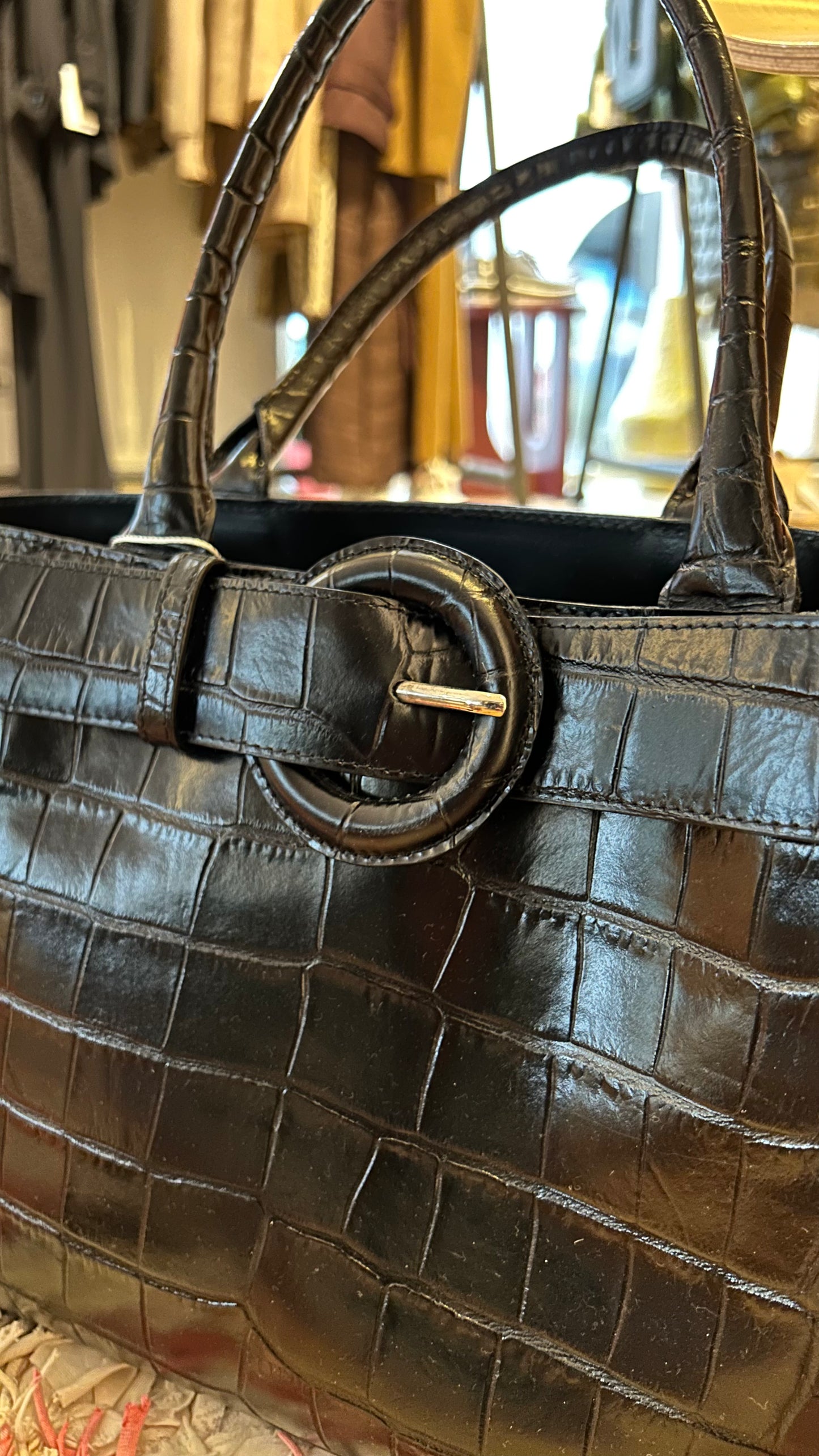 FURLA Handtasche Schwarz Kroko