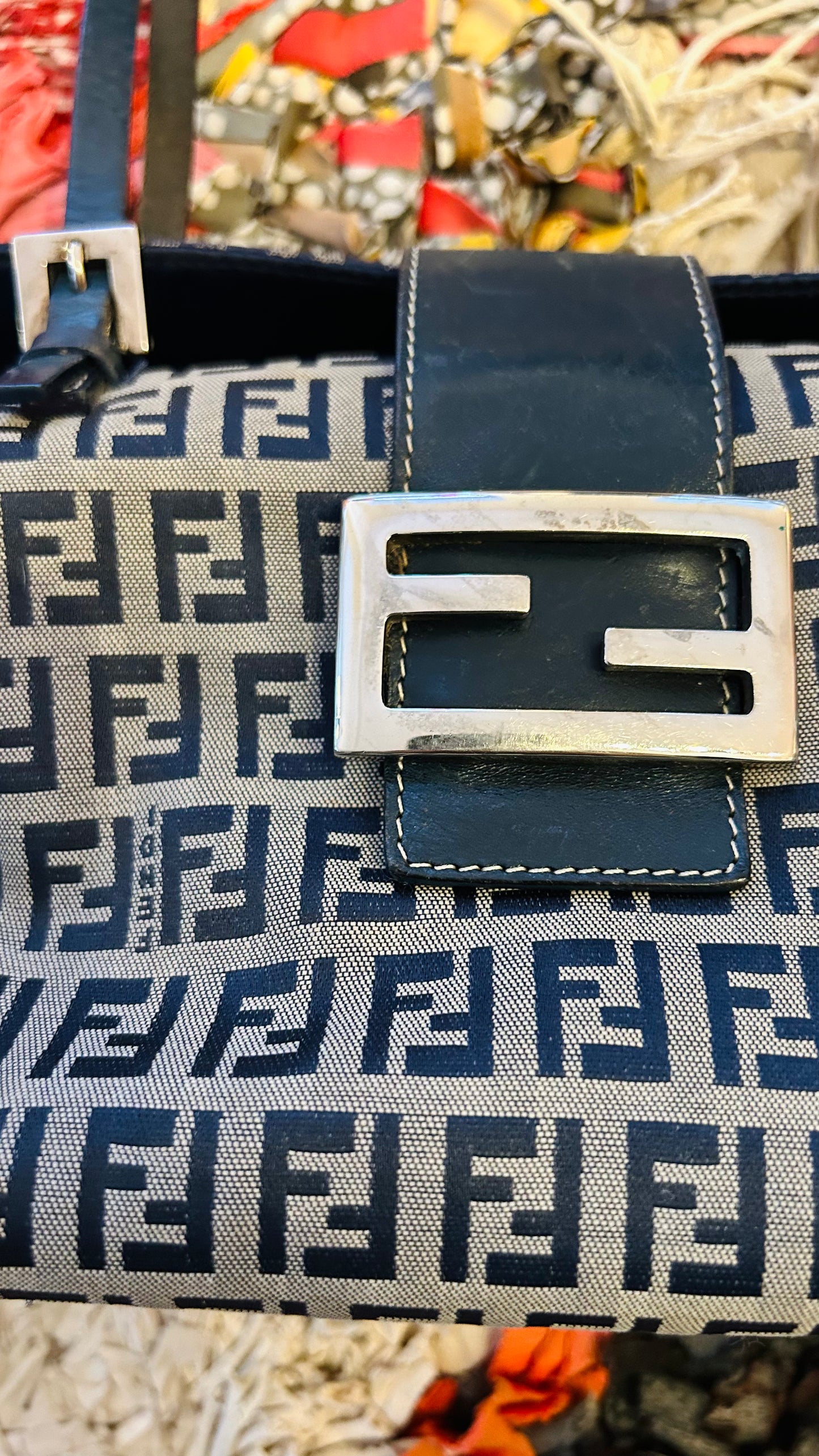 FENDI Vintage Handtasche Monogram dk.blau