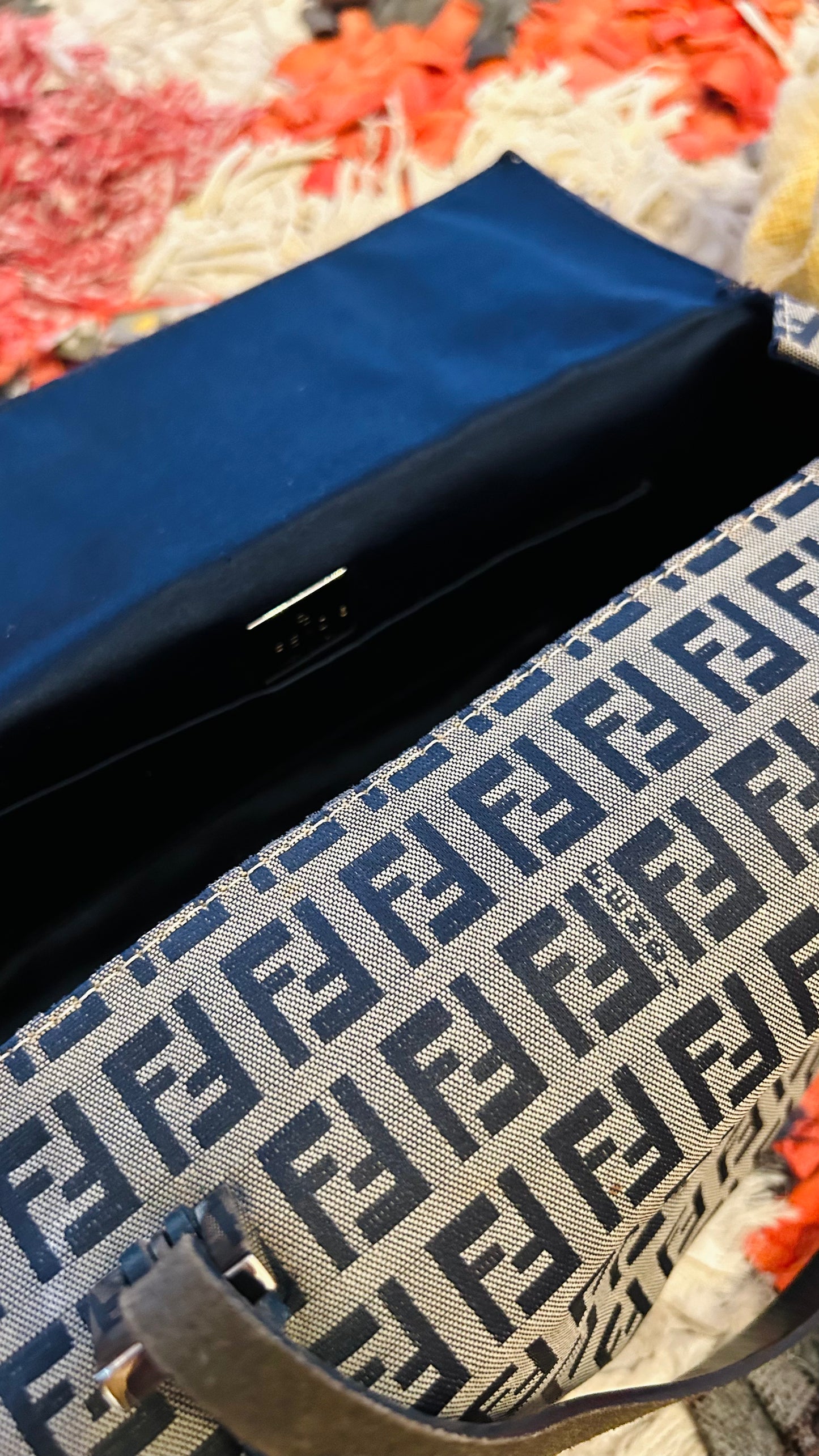 FENDI Vintage Handtasche Monogram dk.blau