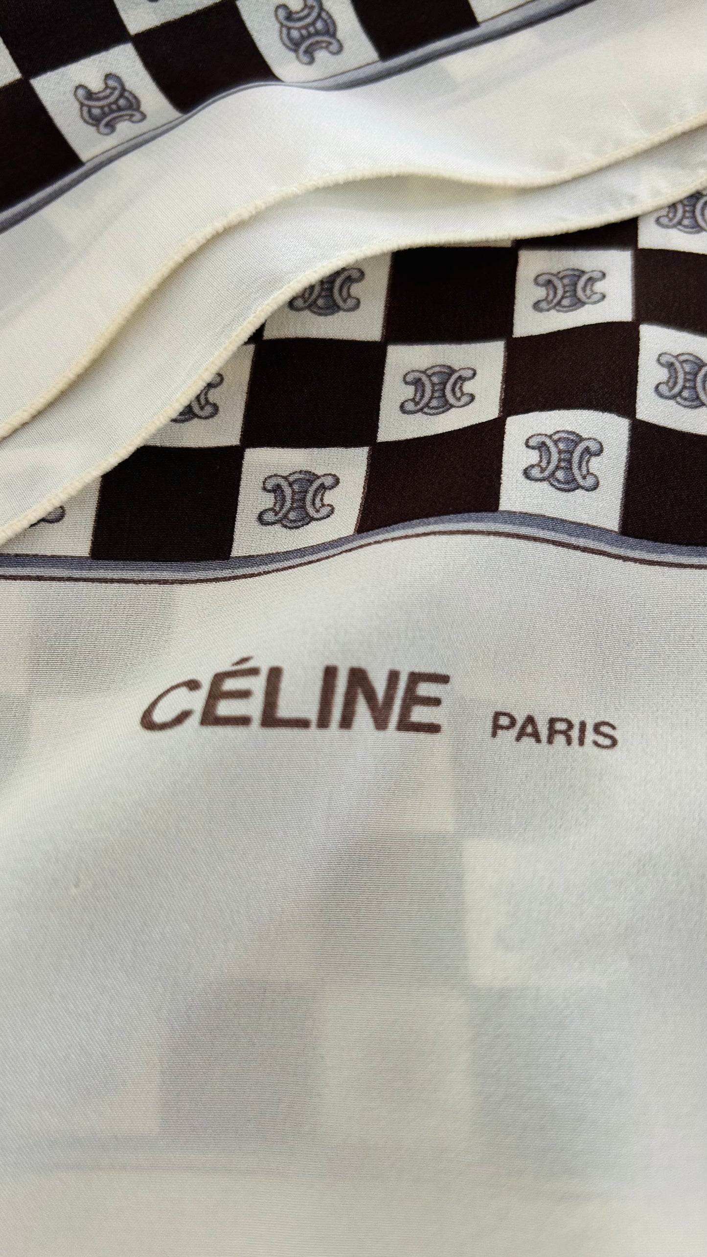 CELINE Seidentuch weiß/braun