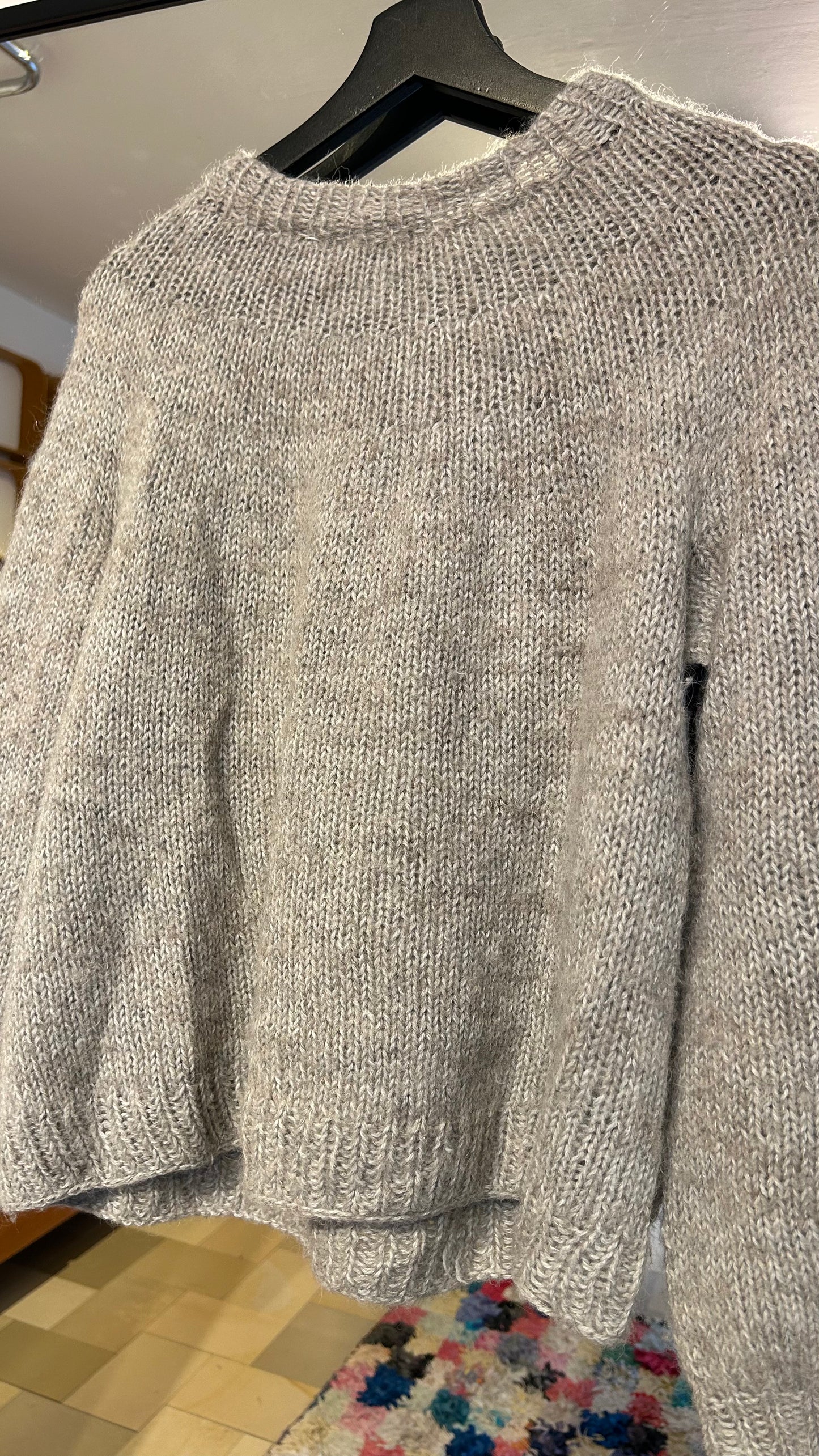 HANDMADE Strickpullover grau/beige / S