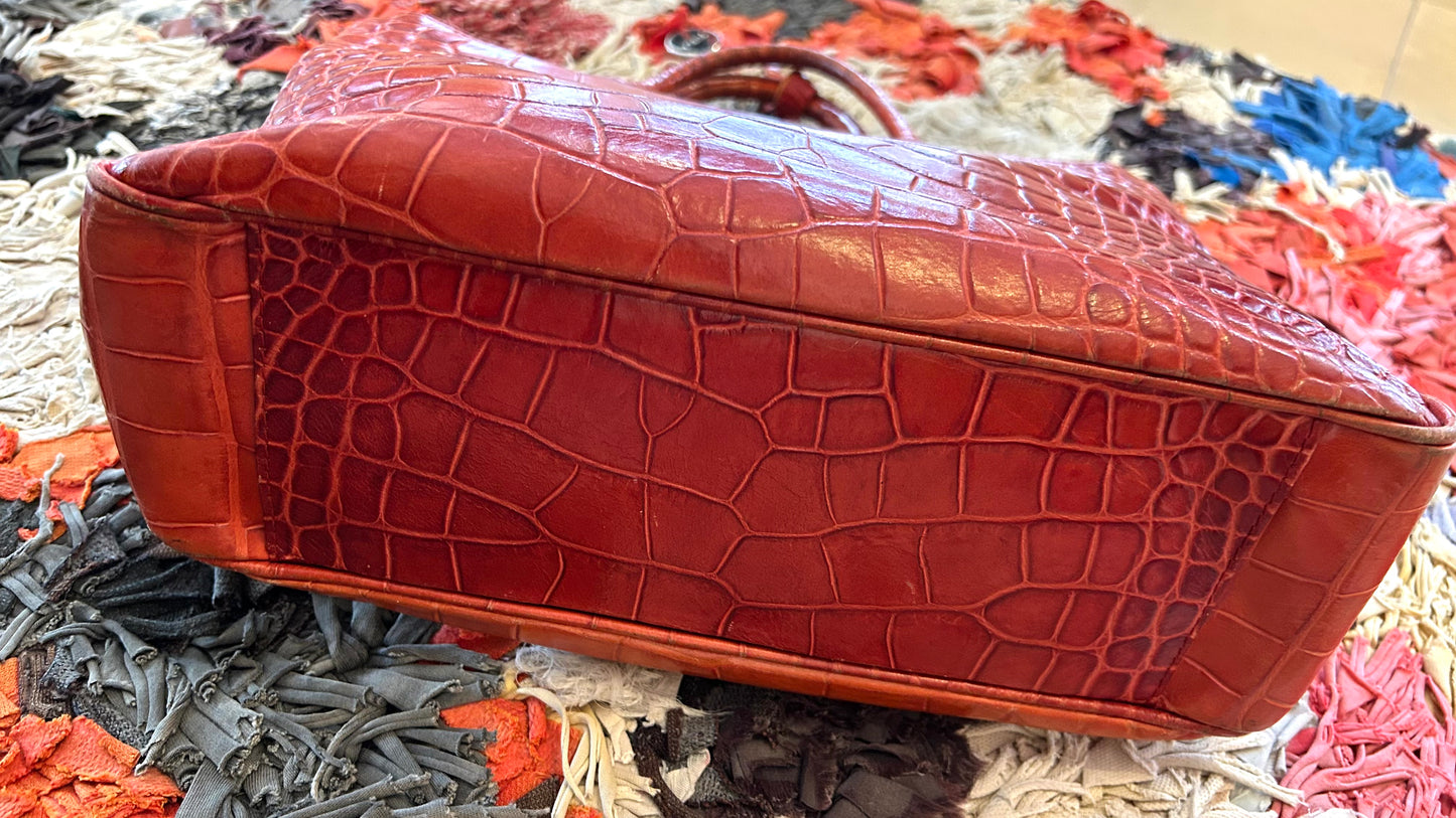 FURLA Vintage Handtasche orange/rot Kroko