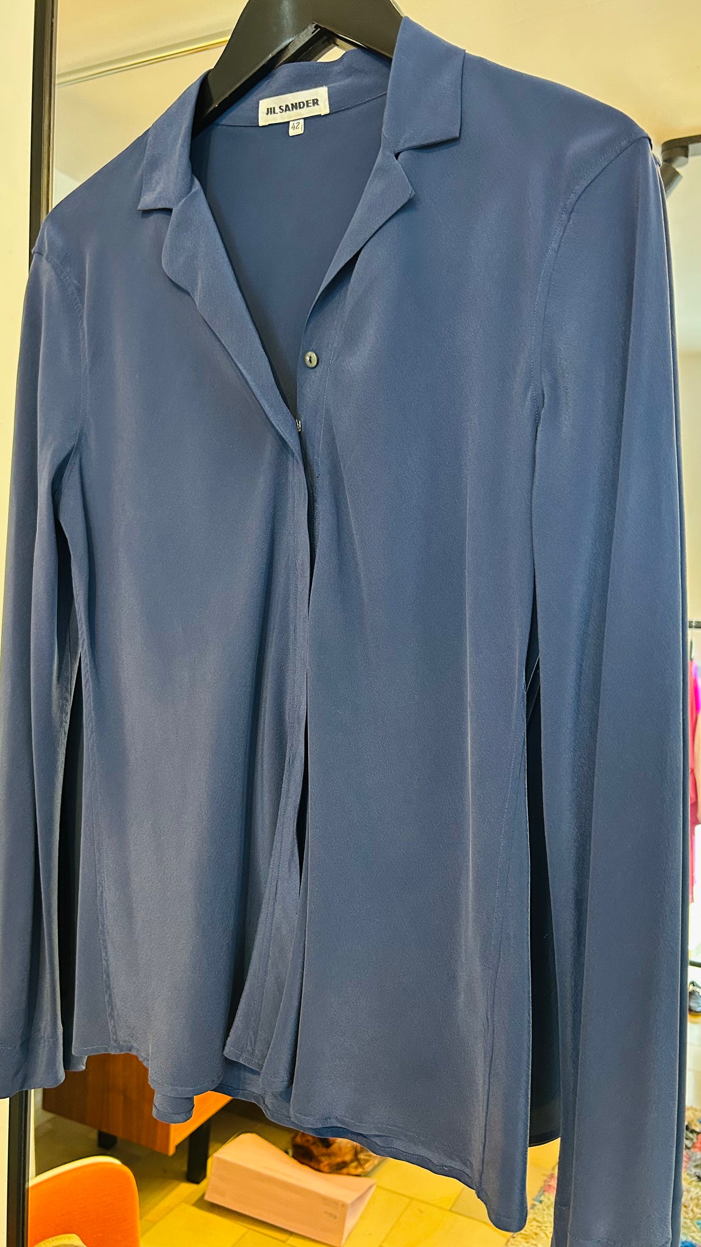 JIL SANDER Vintage Seidenbluse blau