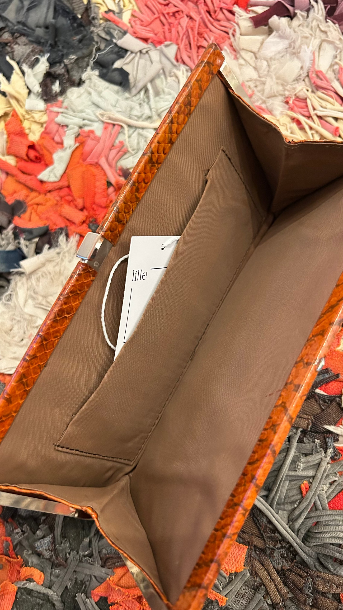 VINTAGE Clutch orange Snake