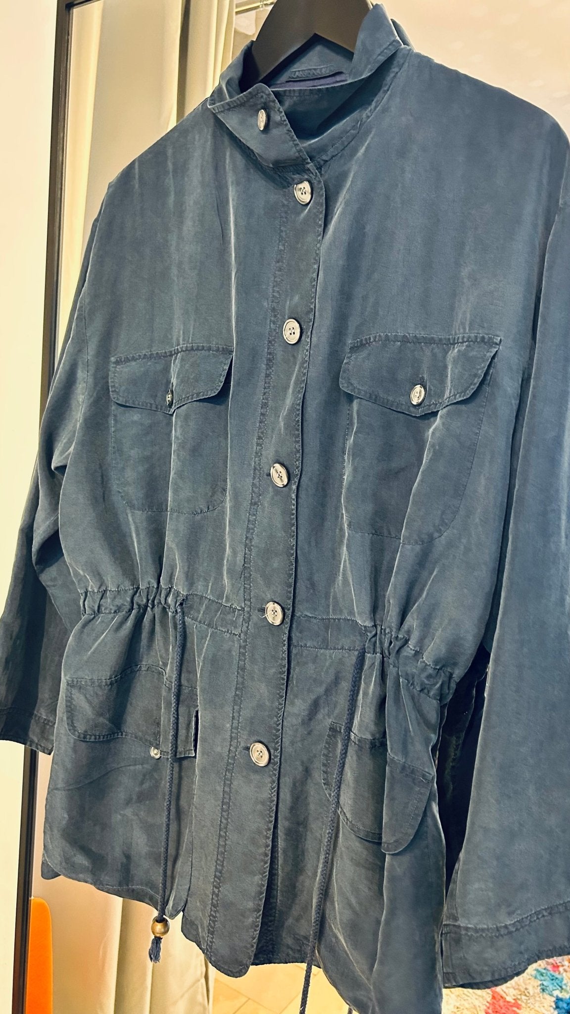 Vintage Seidenbluse Dunkelblau - lille.PLADS