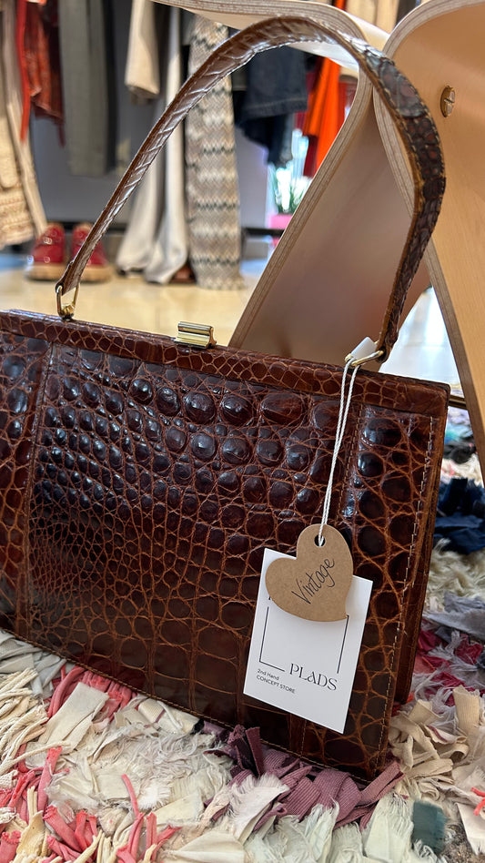 VINTAGE Henkeltasche braun Kroko