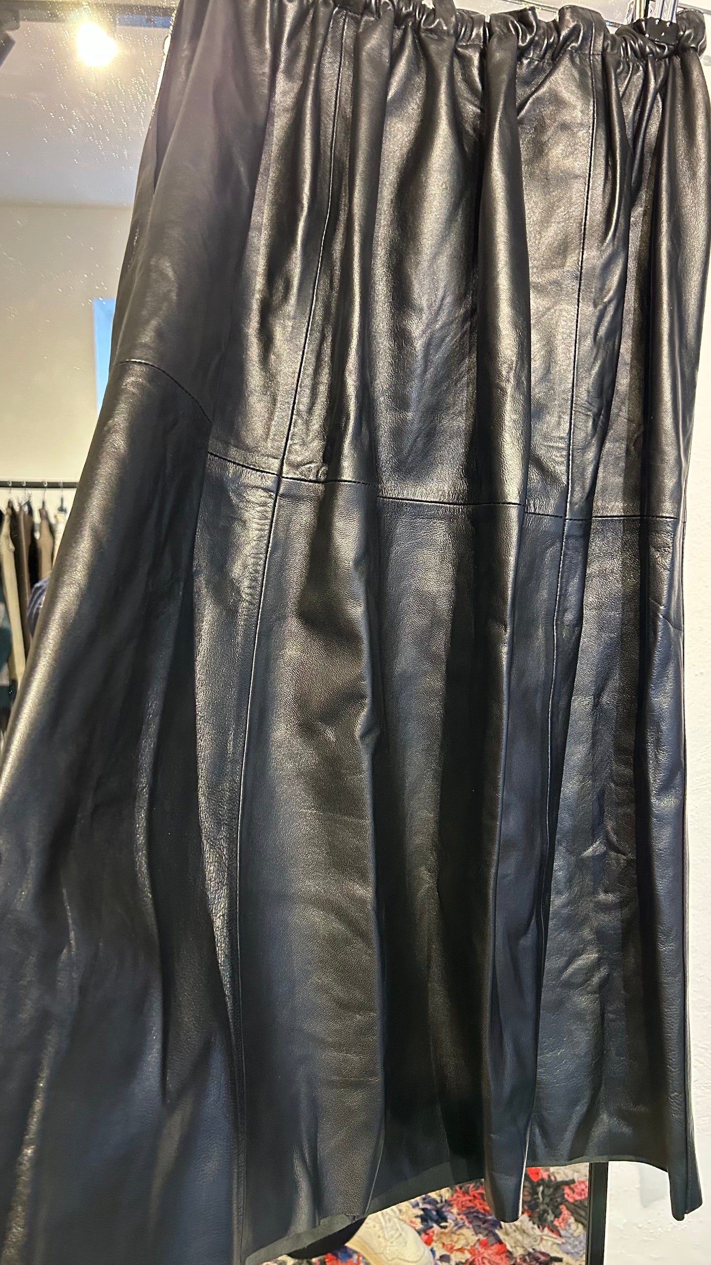 Lederrock Midi schwarz / S