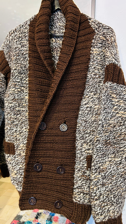 VINTAGE Strickjacke braun meliert / XL