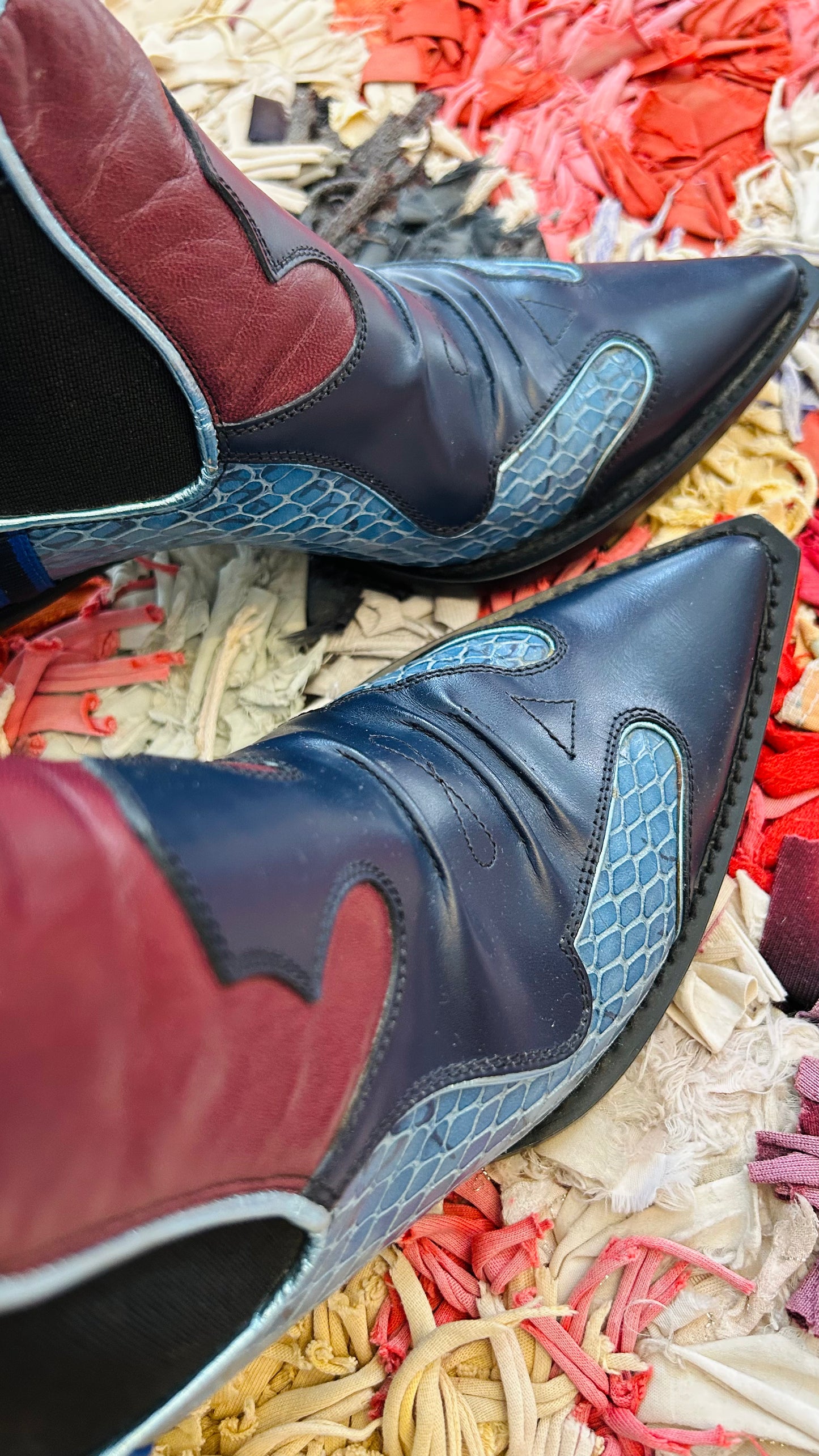 MIU MIU Cowboyboots 38 blau/bordeaux