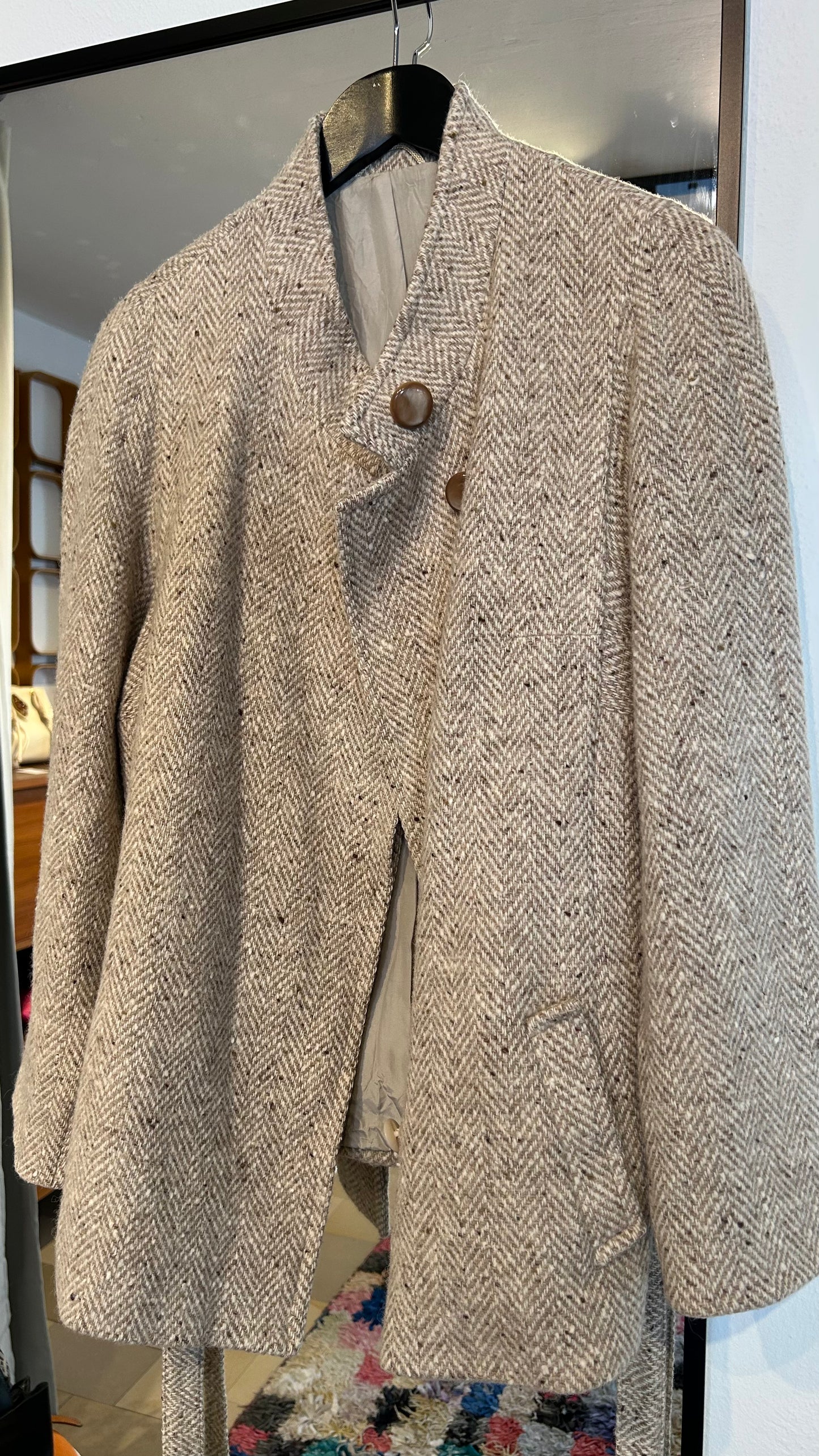 VINTAGE Wolljacke beige Fischgrät / M