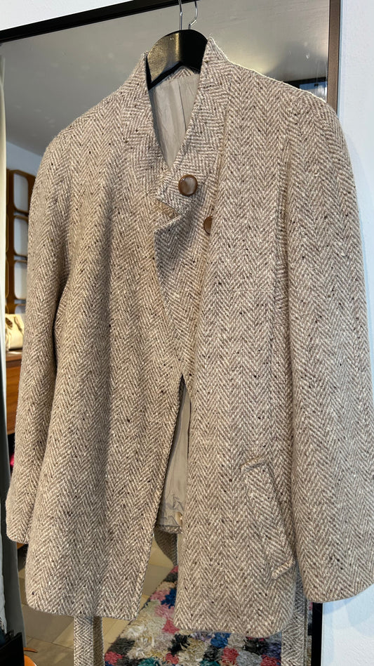 VINTAGE Wolljacke beige Fischgrät / M