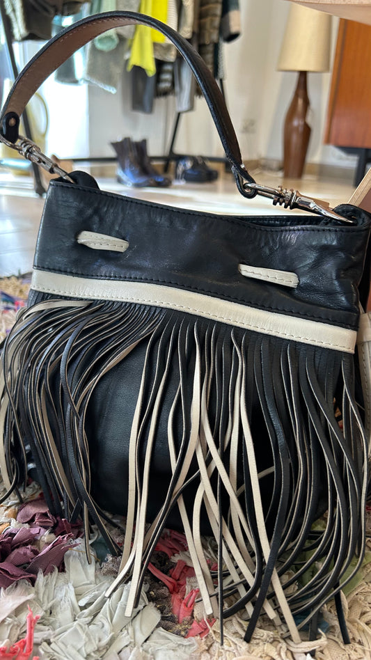 GIANNI CHIARINI Fringes Bag schw/creme