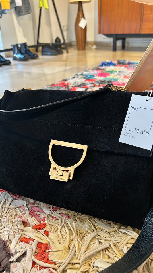 COCCINELLE Handtasche schwarz Veloursleder
