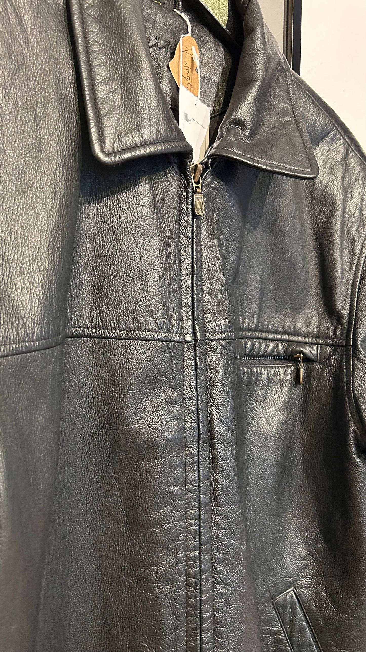 VINTAGE Lederjacke schwarz 90s / 38