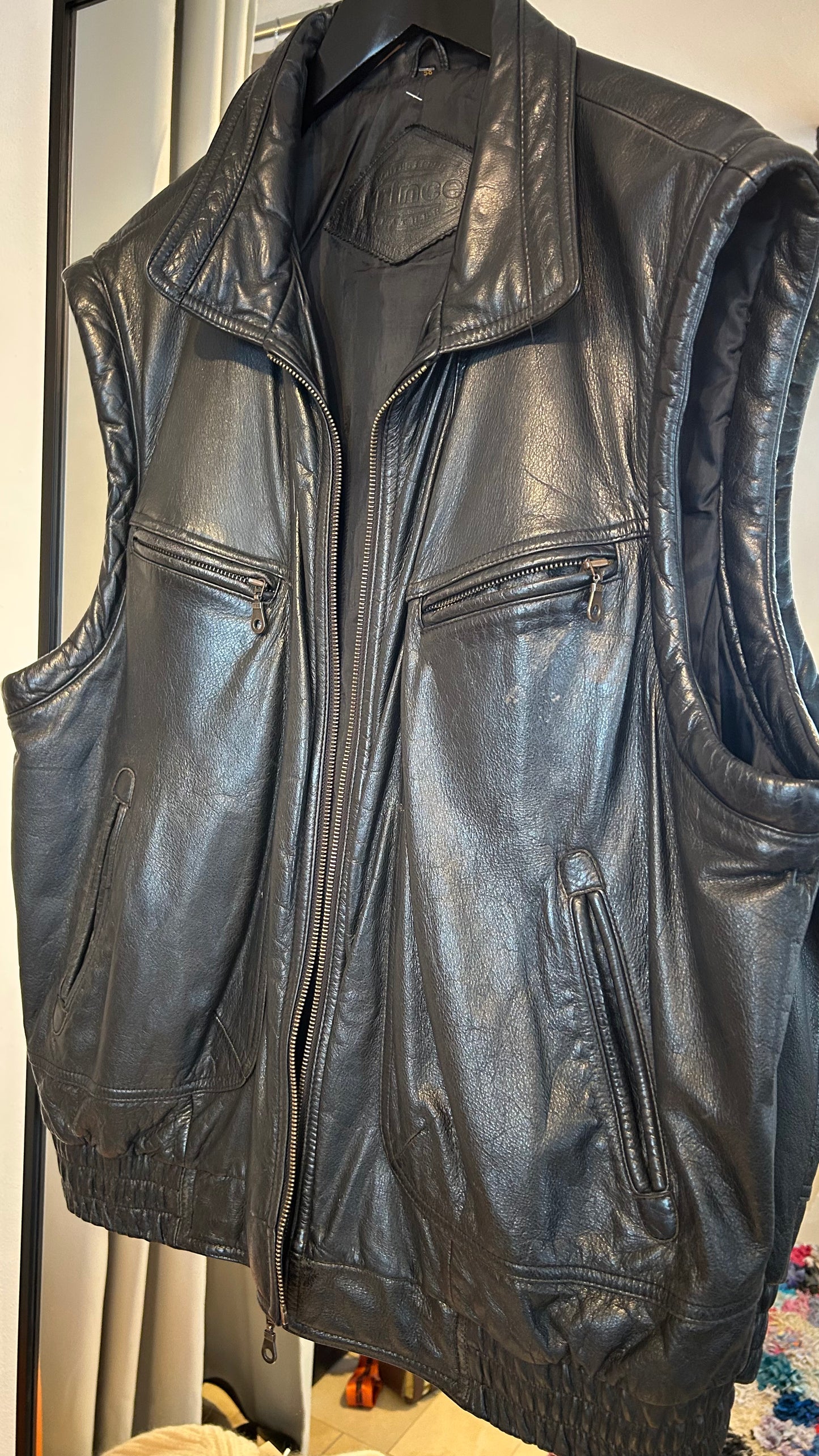 VINTAGE Lederweste schwarz