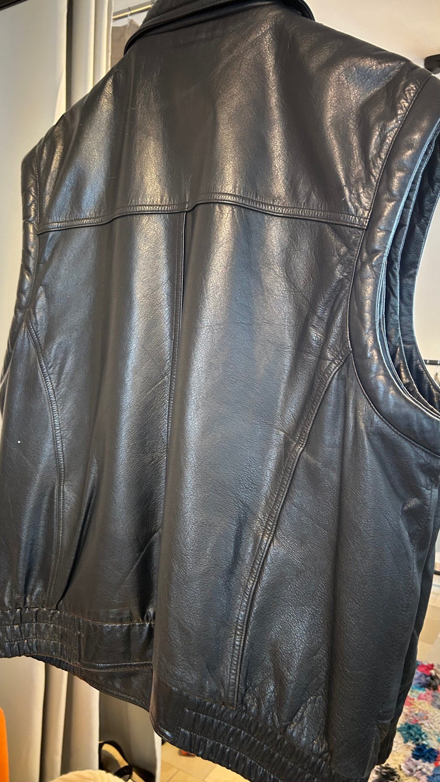 VINTAGE Lederweste schwarz
