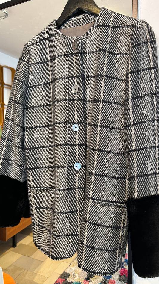 ARMANI Wolljacke schw/grau / M-L