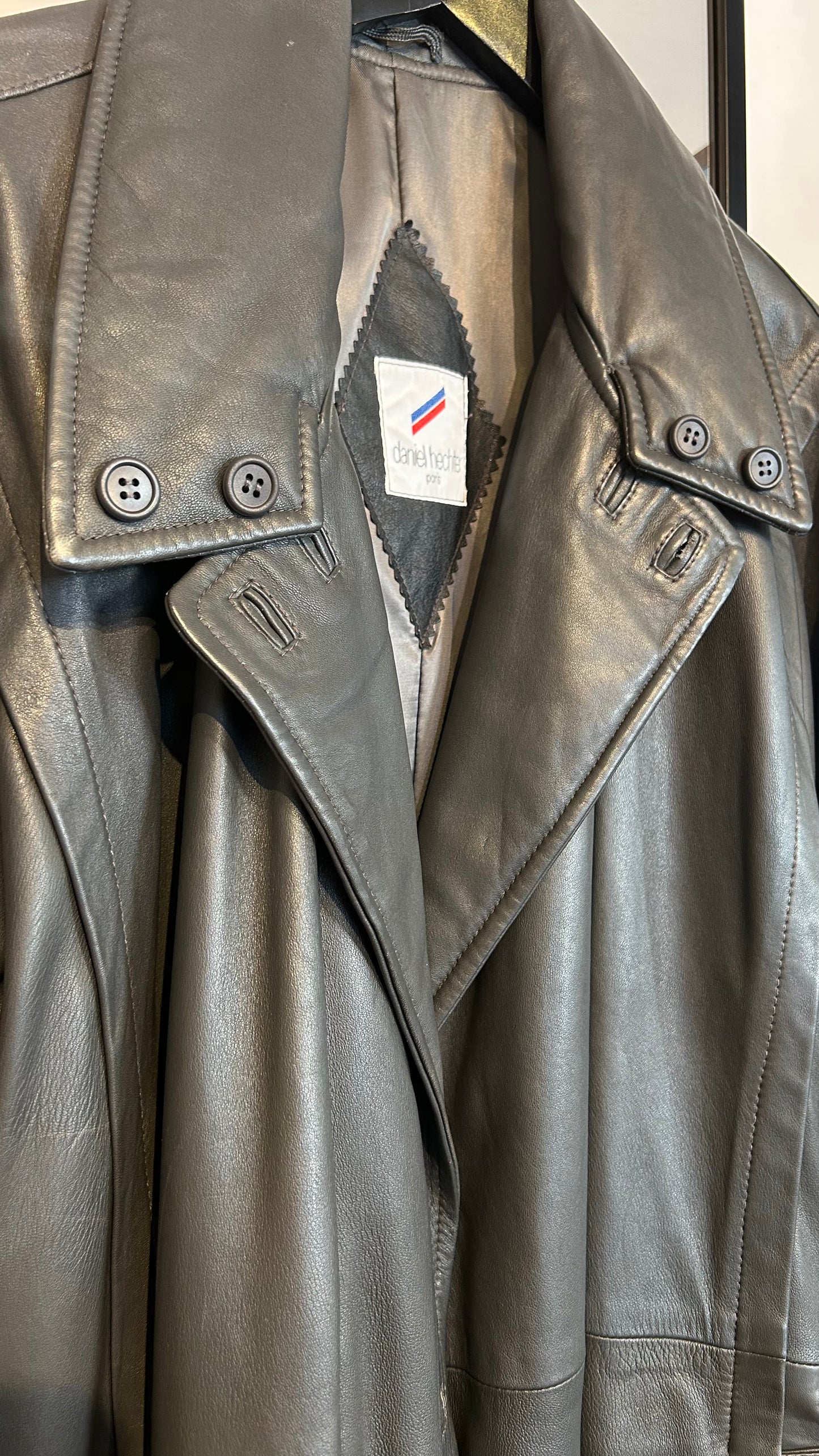 DANIEL HECHTER Vintage Ledermantel dk.grau / XL