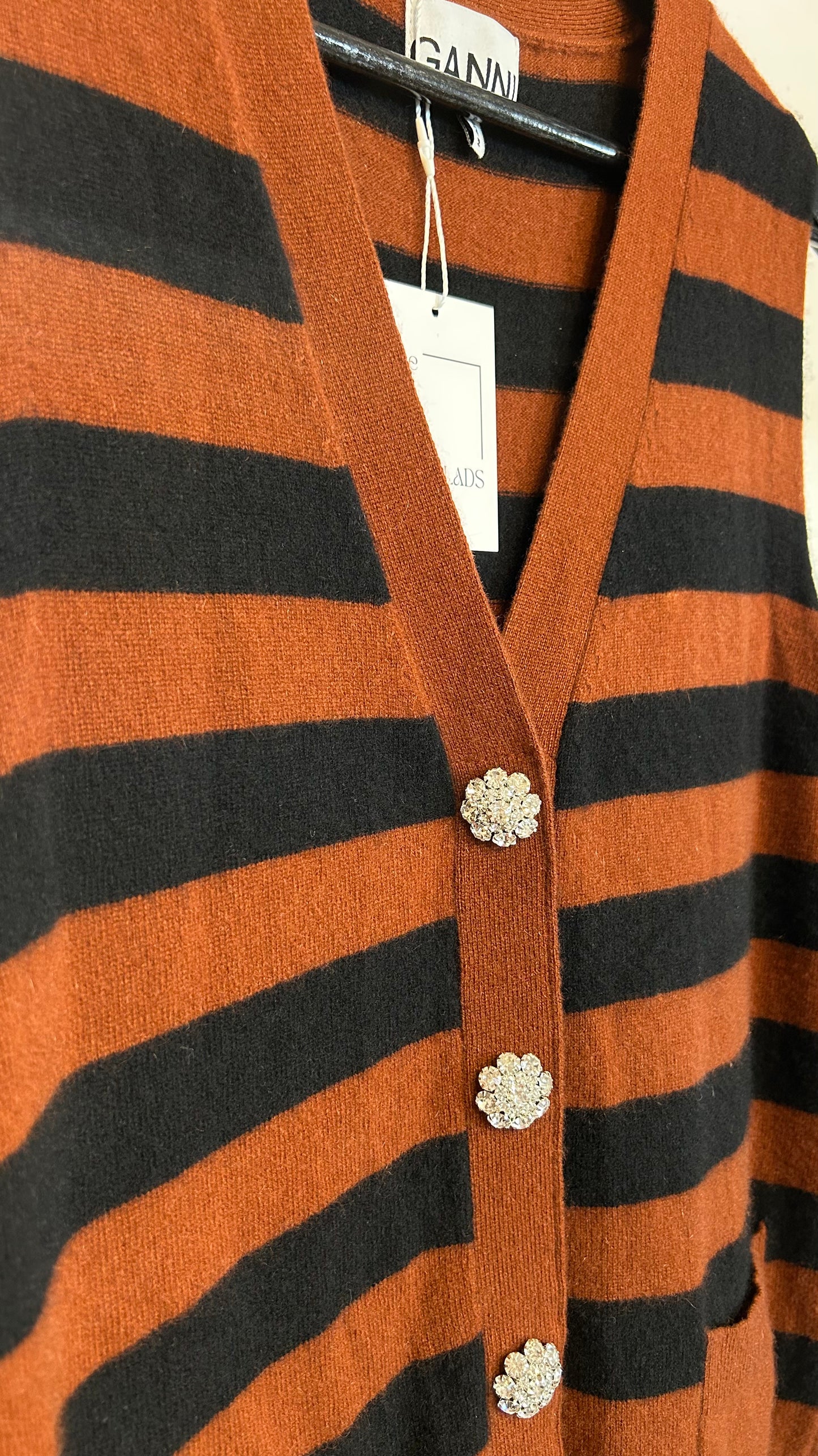 GANNI Strickweste braun/schw. / 36