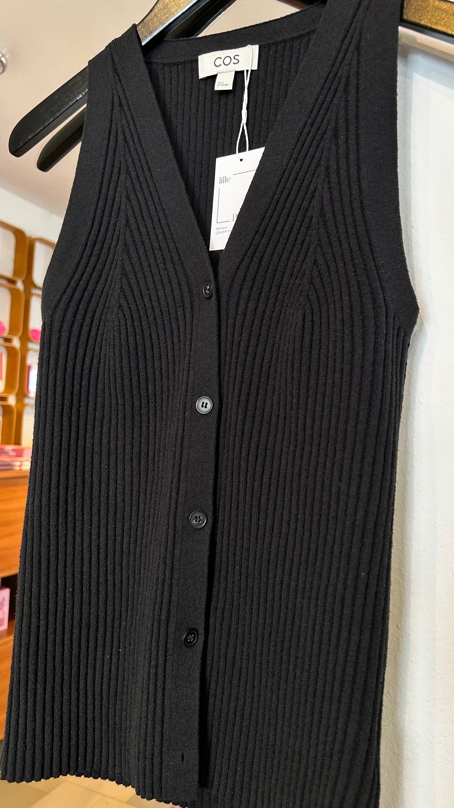 COS Weste Rippstrick schwarz / S
