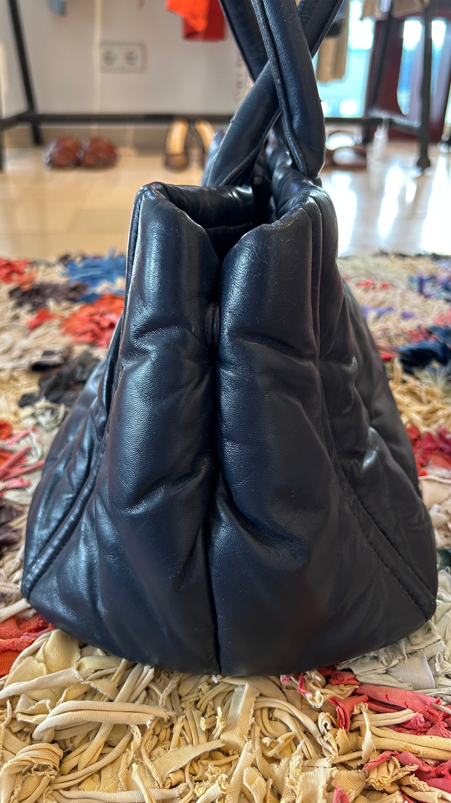 PRADA Handtasche dunkelblau Stepp