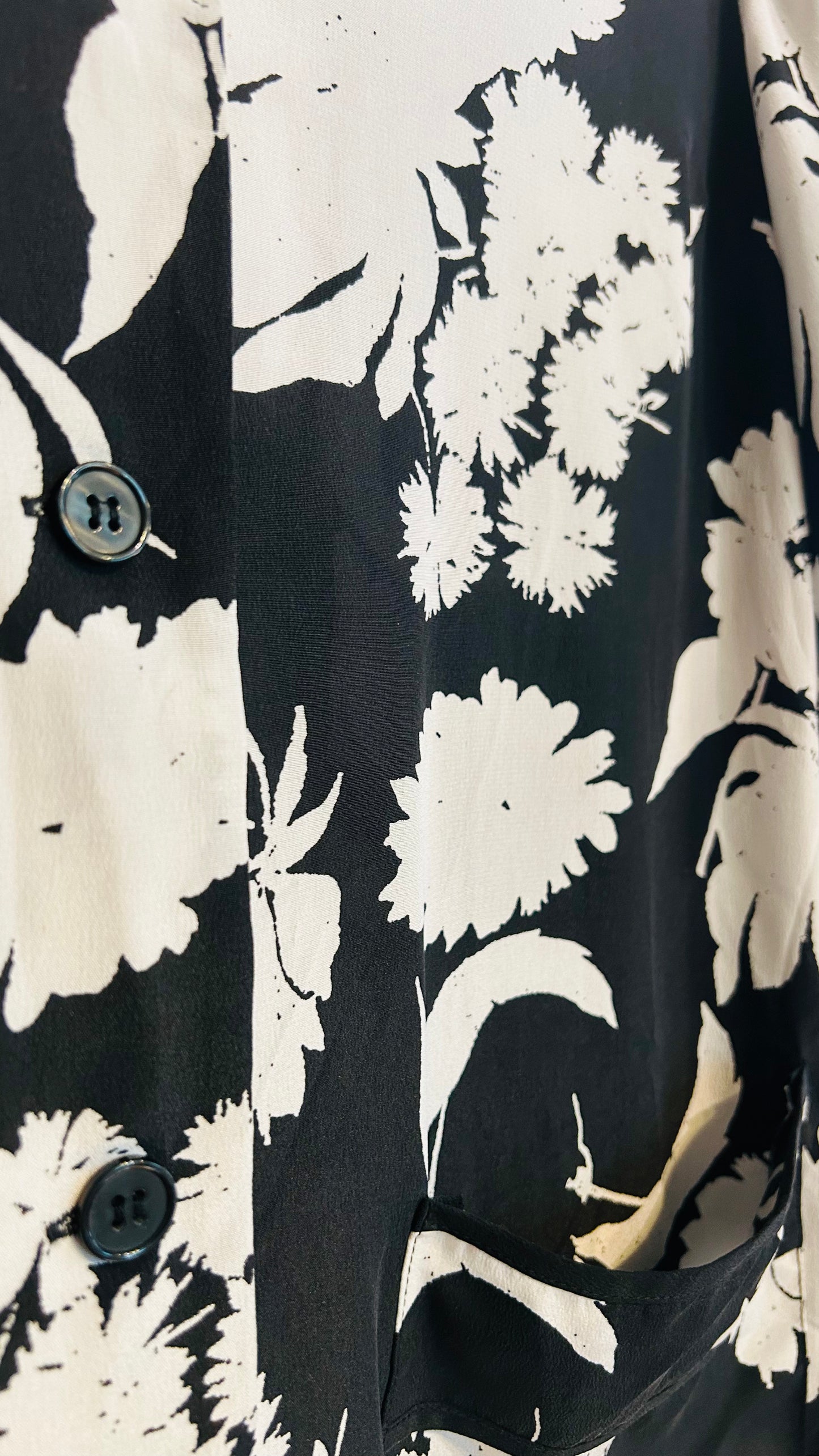 GANNI Seidenbluse dunkelblau/ weiß Floral