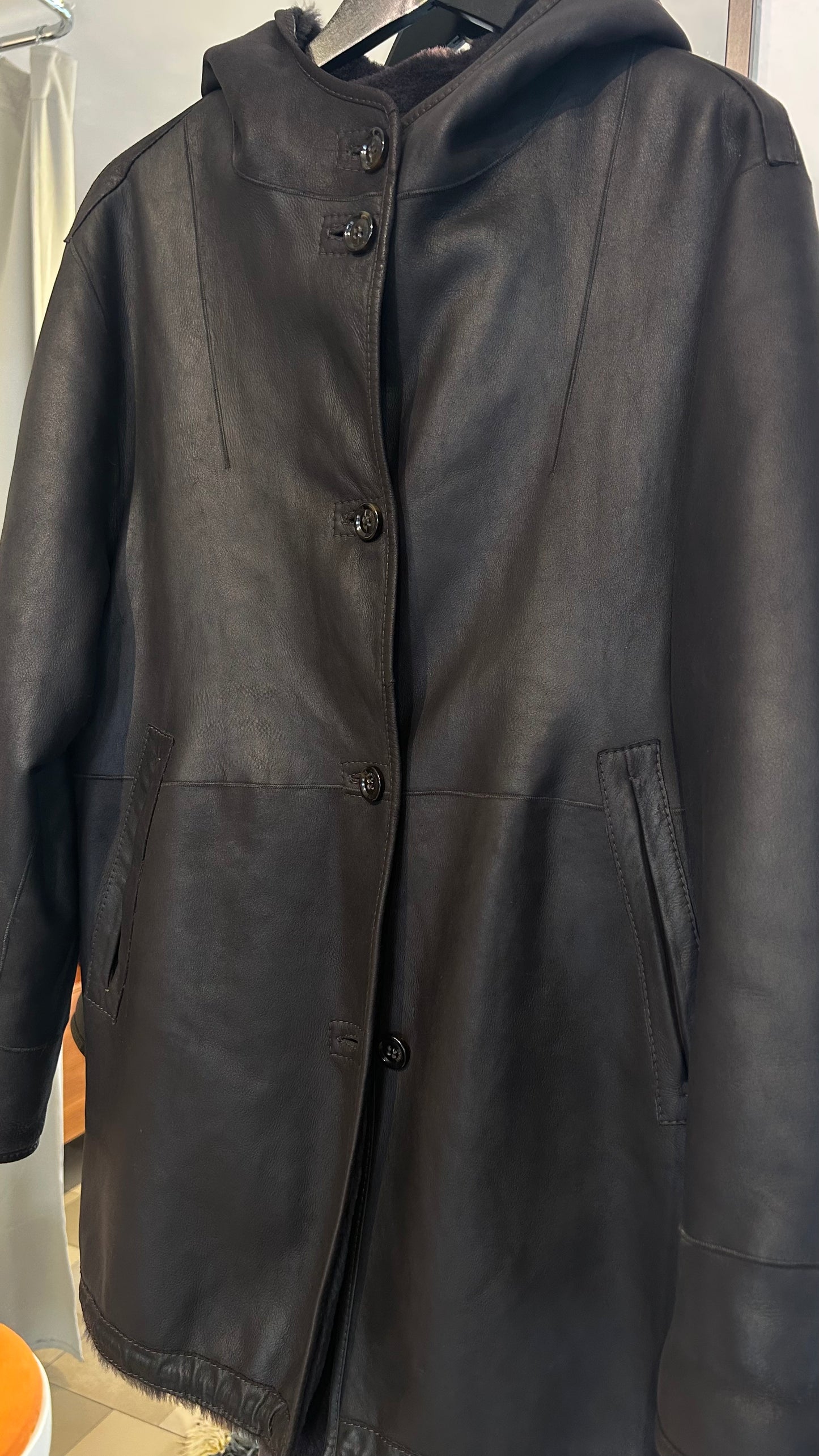 BONNIE Lammfelljacke / Wendejacke dk. braun / XL