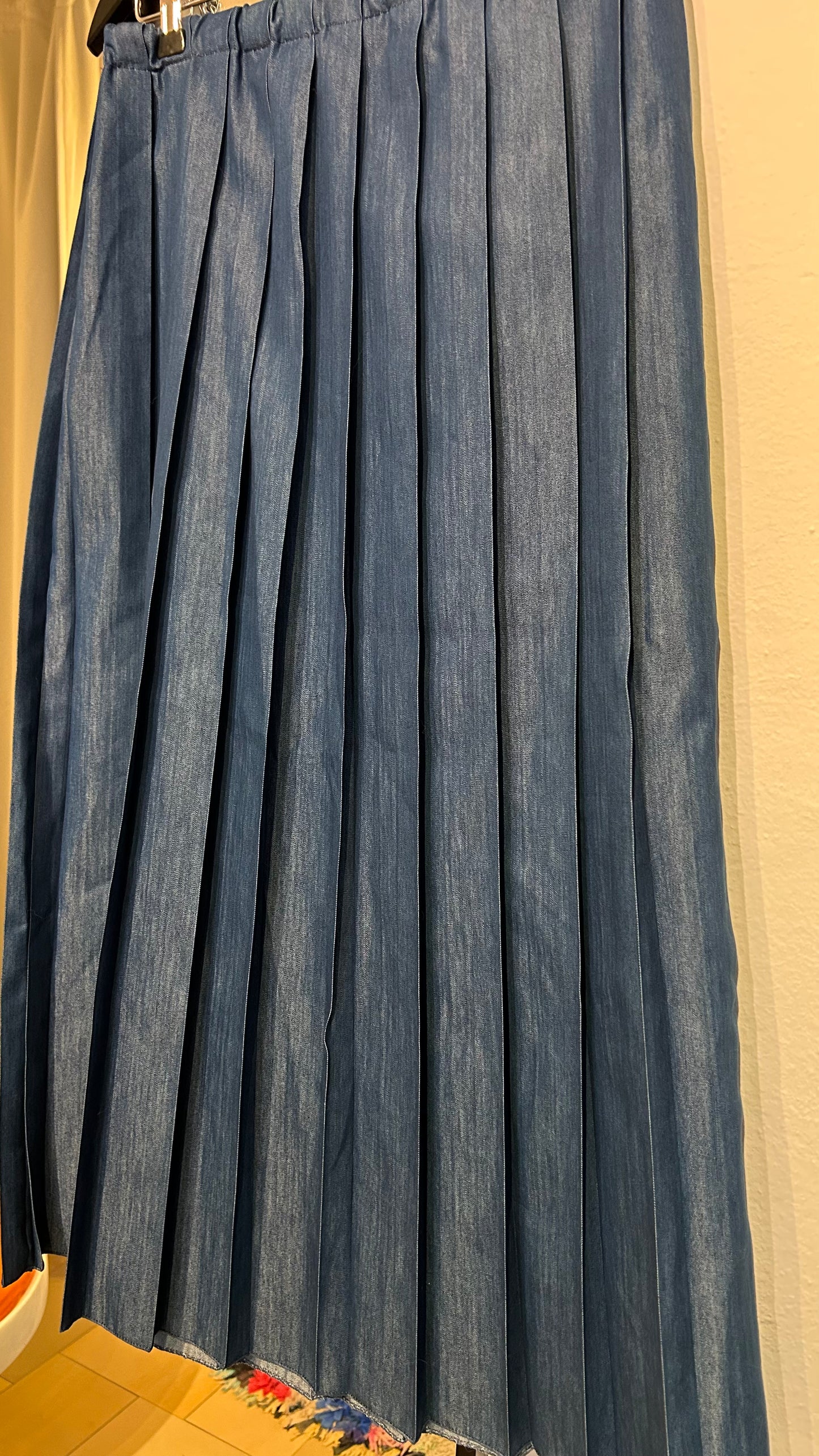 MADE IN ITALY Plisseerock Midi denim blue / onesize