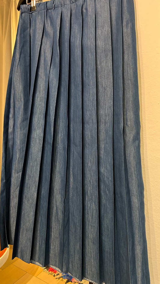 MADE IN ITALY Plisseerock Midi denim blue / onesize