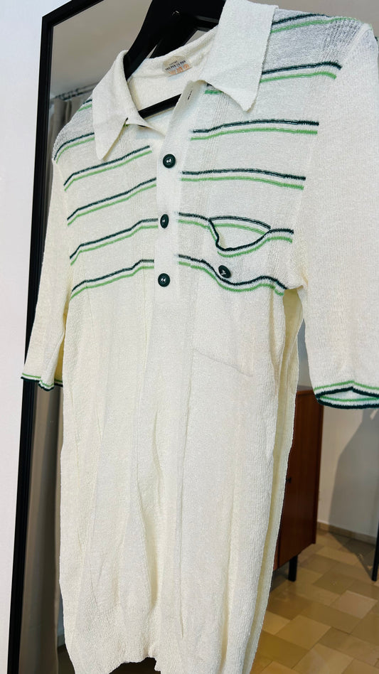 VINTAGE Poloshirt weiß/dunkelgrün