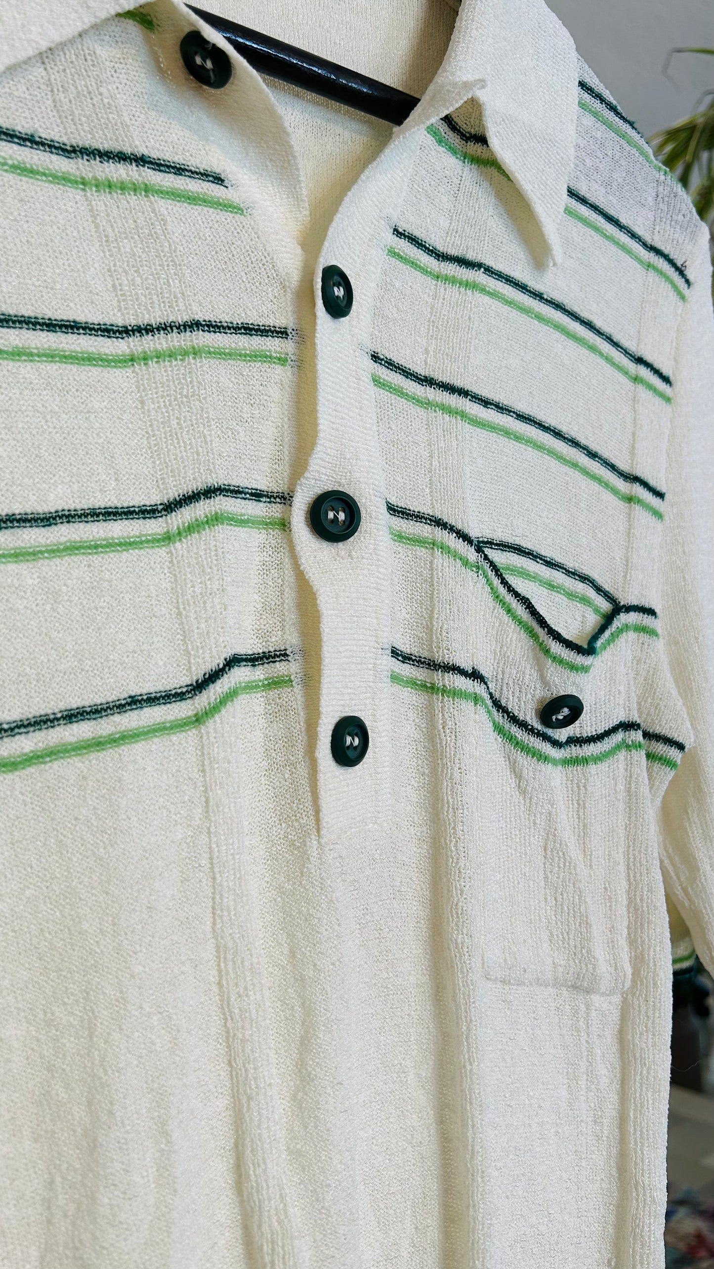 VINTAGE Poloshirt weiß/dunkelgrün