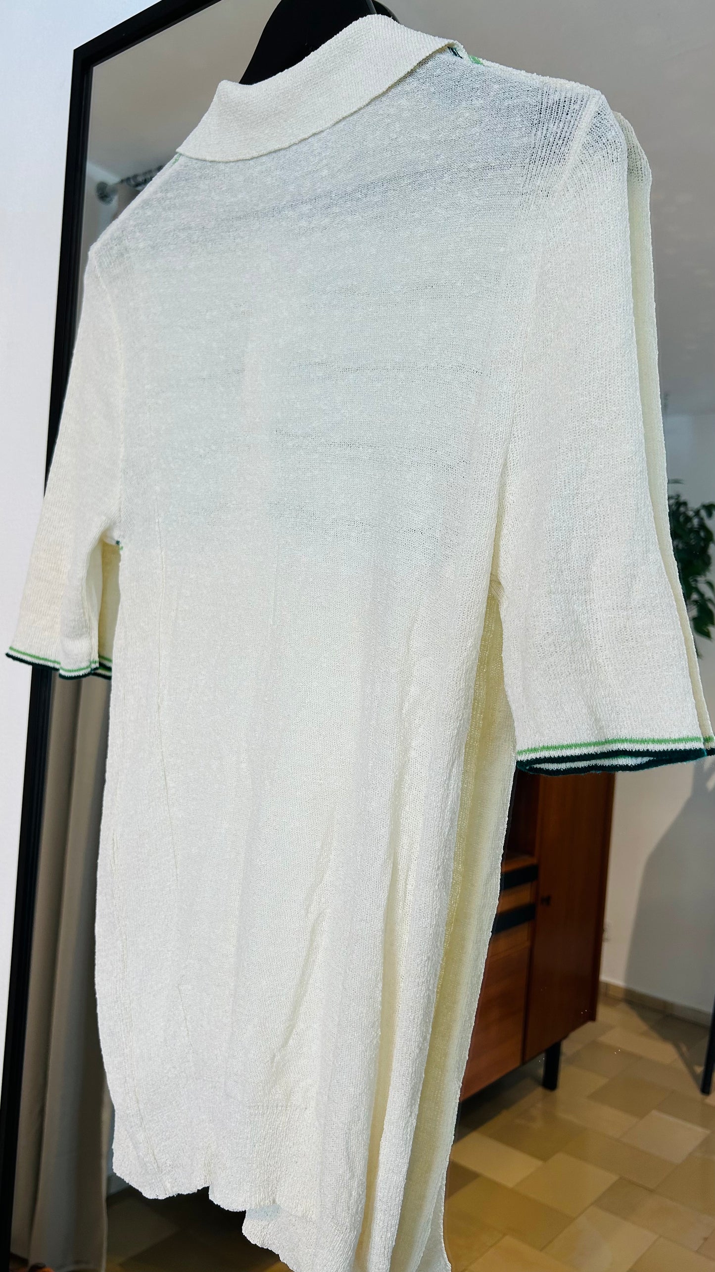 VINTAGE Poloshirt weiß/dunkelgrün