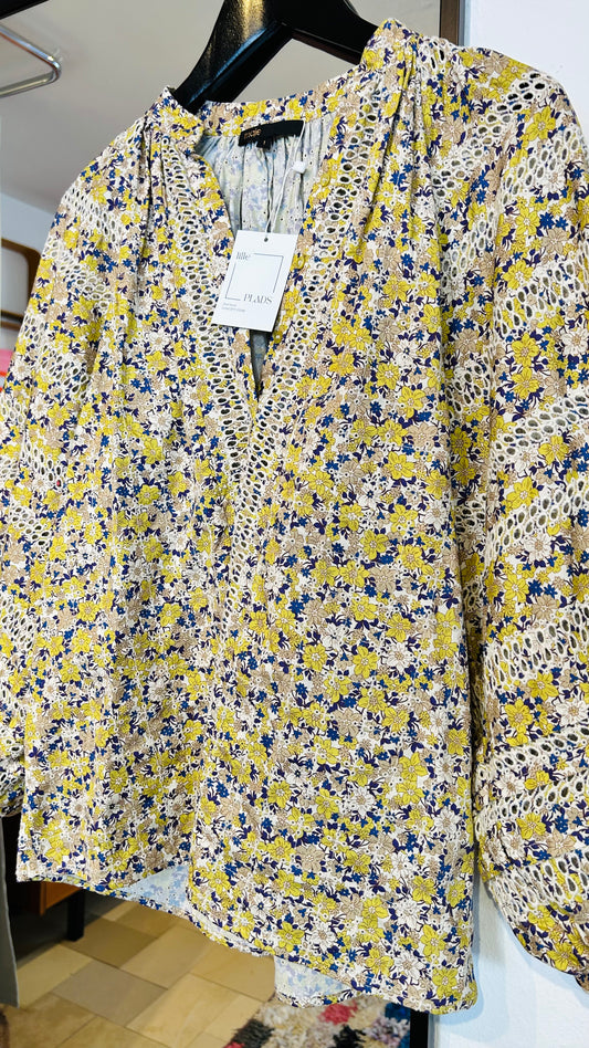 MAJE Bluse gelb floral / XS-S