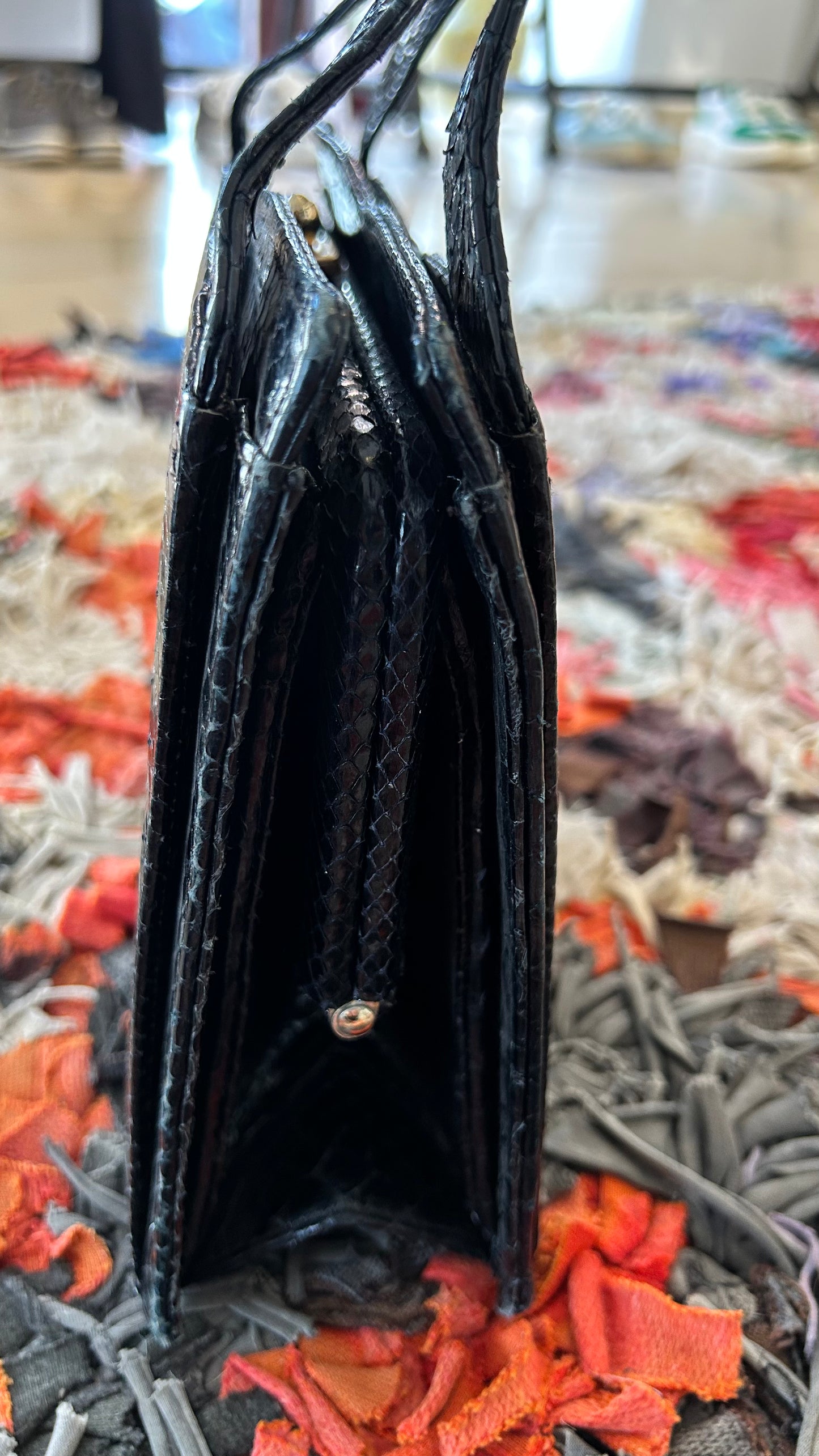 VINTAGE Handtasche Echse blk