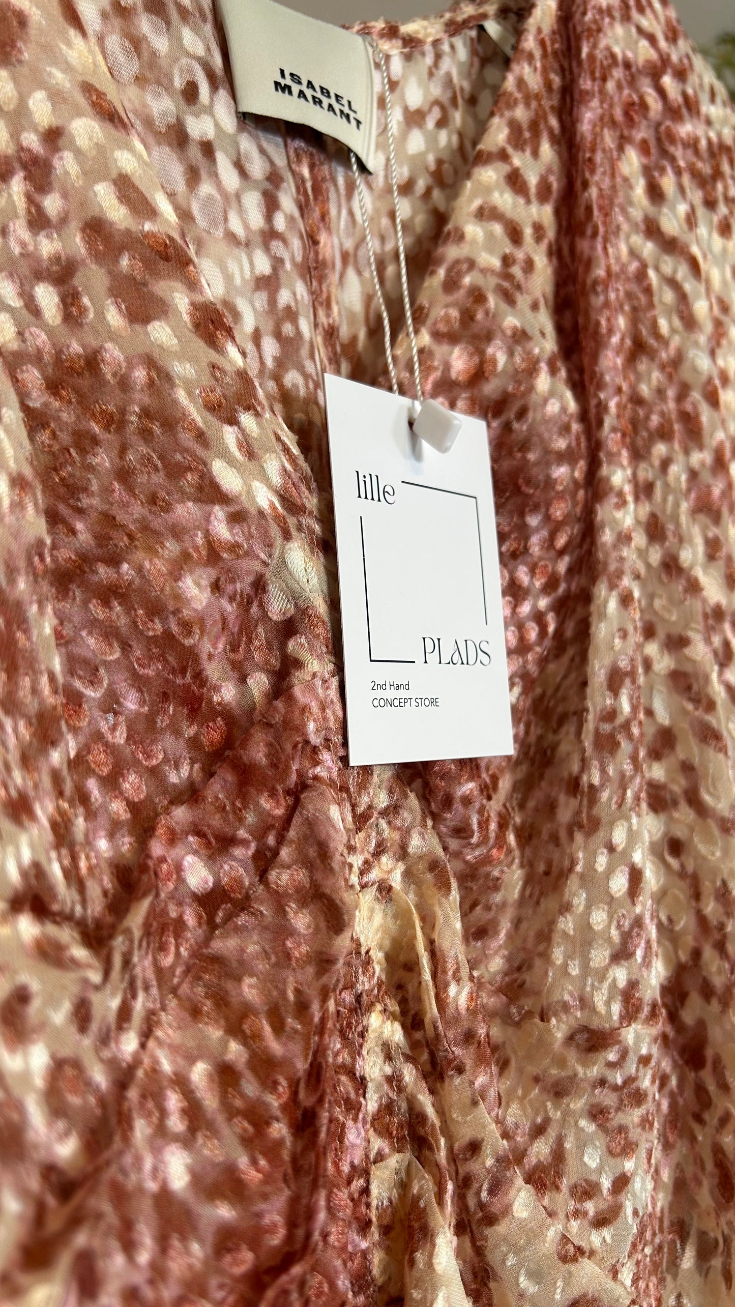 ISABEL MARANT Bluse kurzarm beige/bordeaux/rose getupft