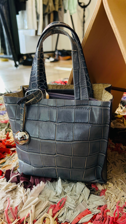 FURLA Vintage Minibag blau/grau Kroko