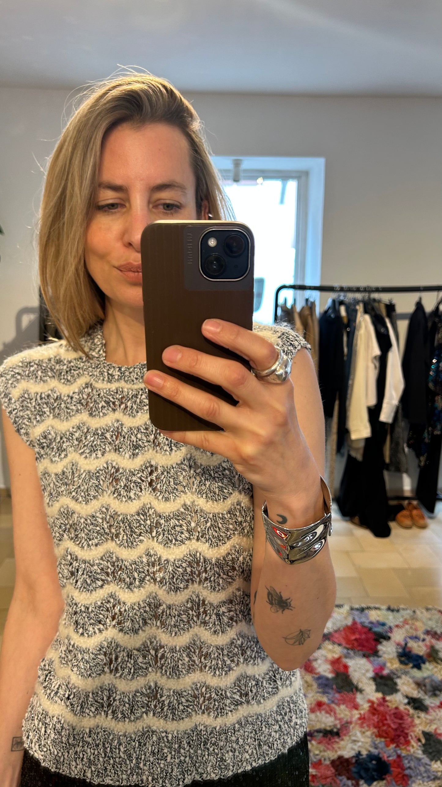 VINTAGE Pullunder handmade bw Glam / S