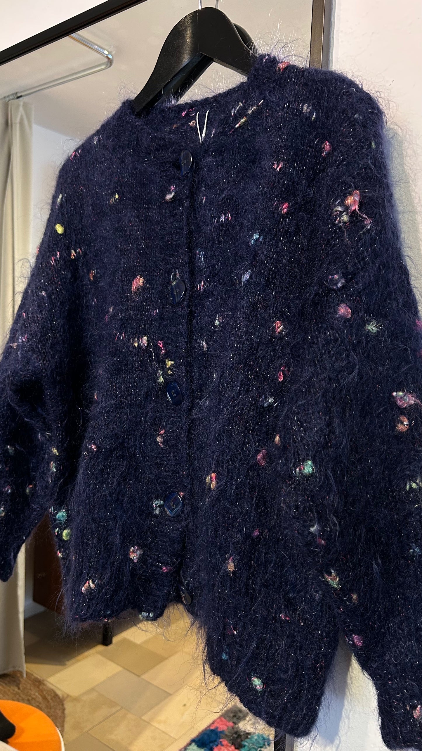 VINTAGE Handmade Strickjacke blau / M